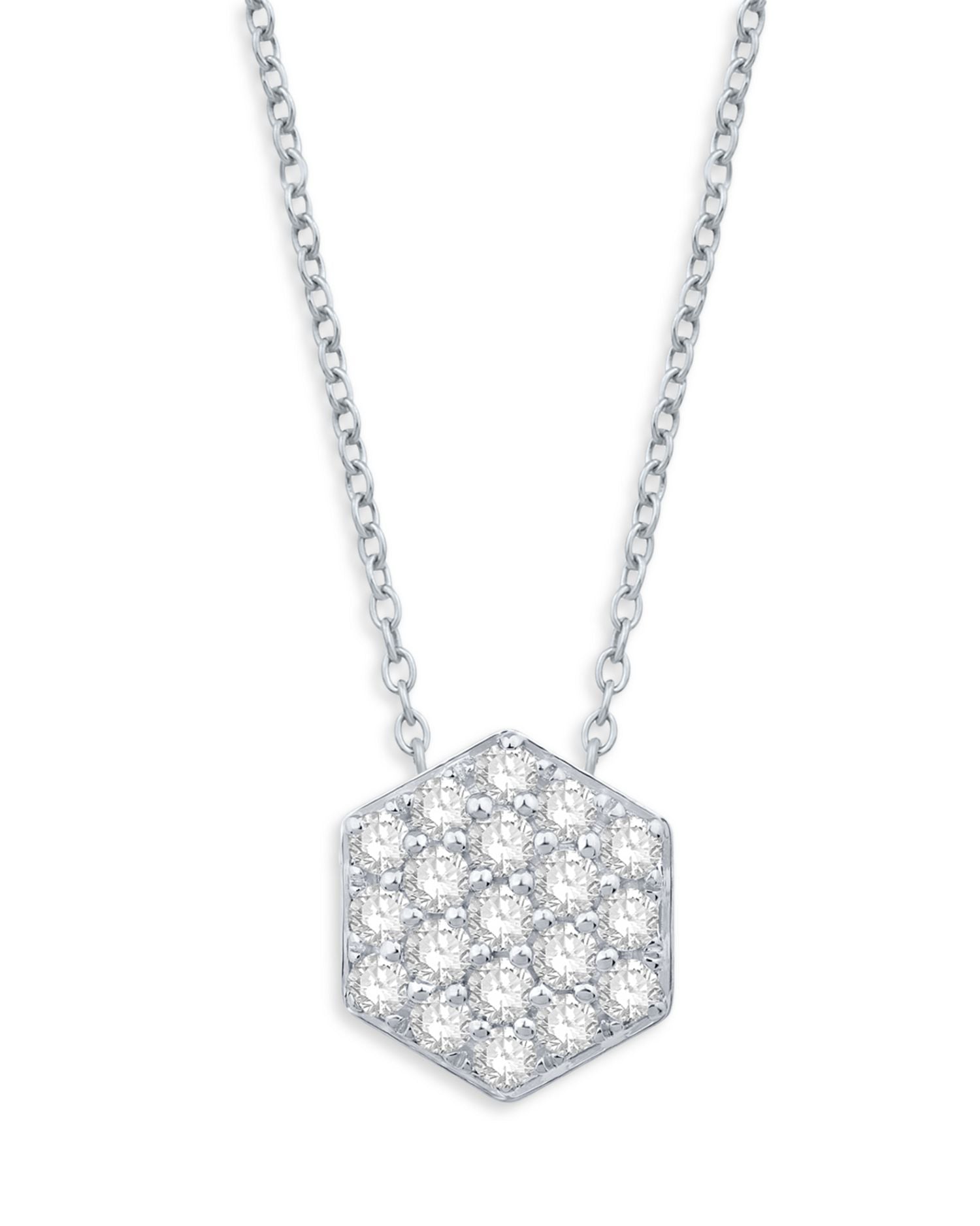 Diamond Hexagon Pendant Necklace in 14K White Gold, 0.25 ct. t.w. - Exclusive