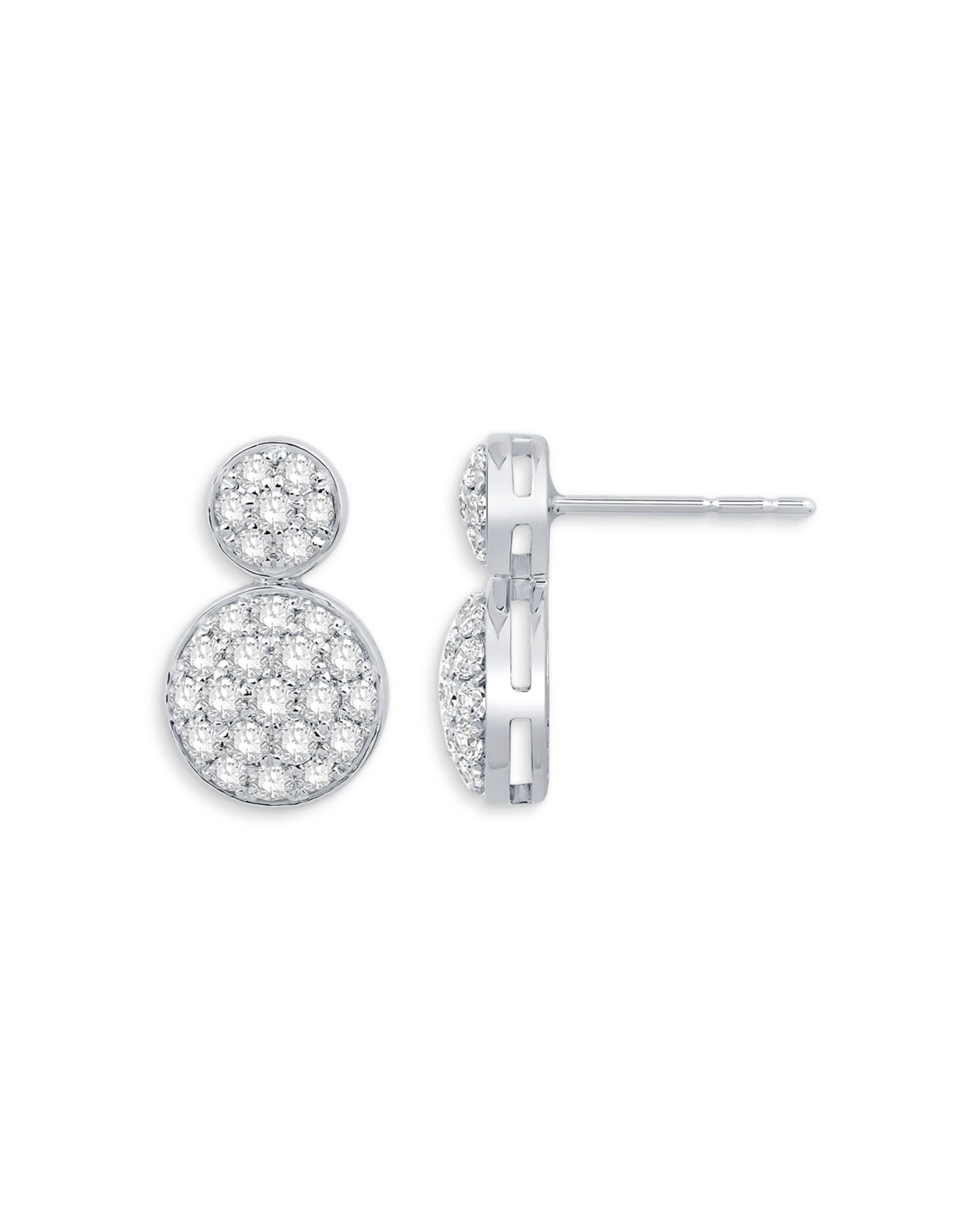 Diamond Pavé Disc Drop Earrings in 14K White Gold, 0.60 ct. t.w. - Exclusive
