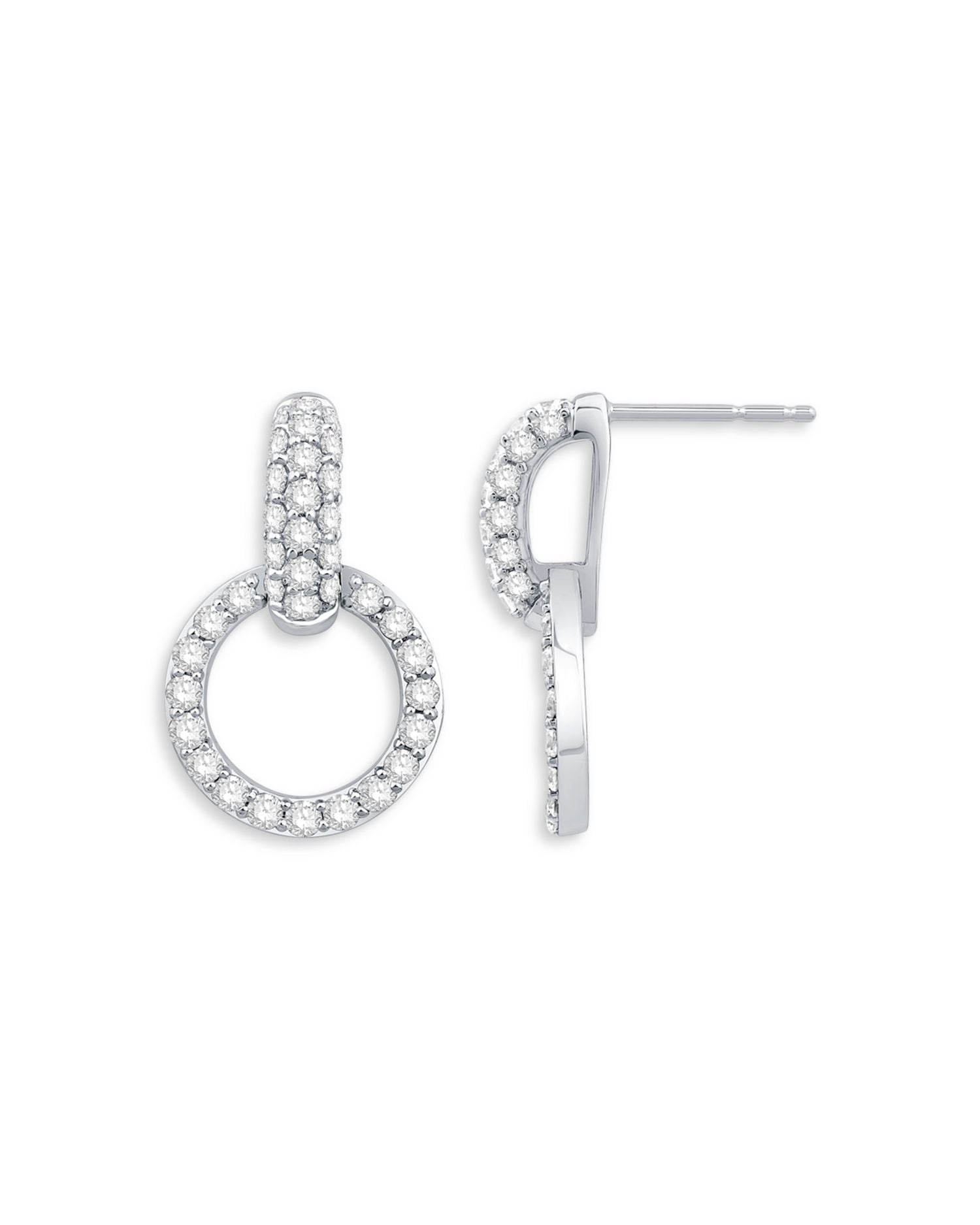 Diamond Door-Knocker Earrings in 14K White Gold, 1 ct. t.w. - Exclusive