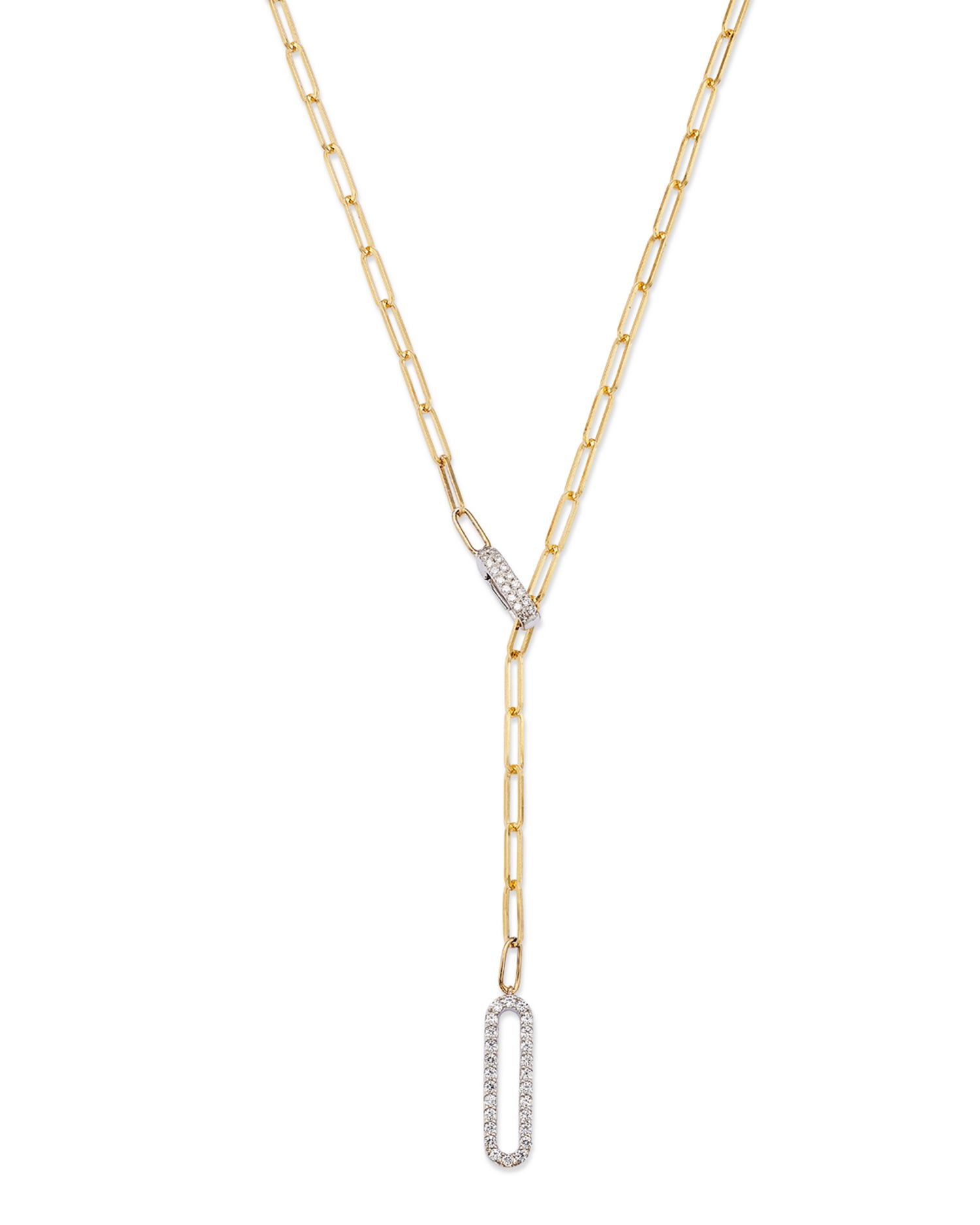 Diamond Paperclip Lariat Necklace in 14K Yellow Gold, 0.30 ct.  t.w. - Exclusive