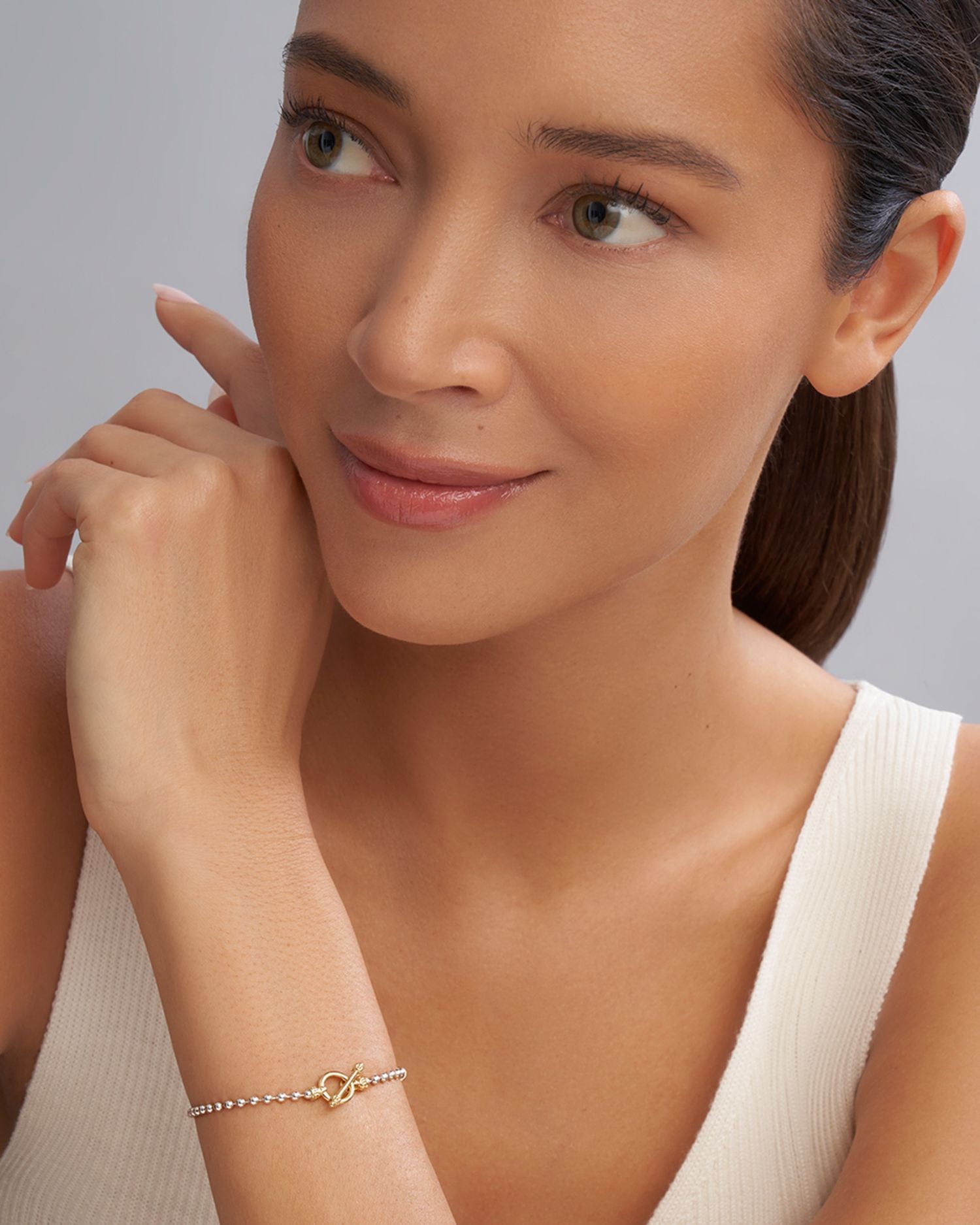 18K Yellow Gold & Sterling Silver Signature Caviar Toggle Bracelet