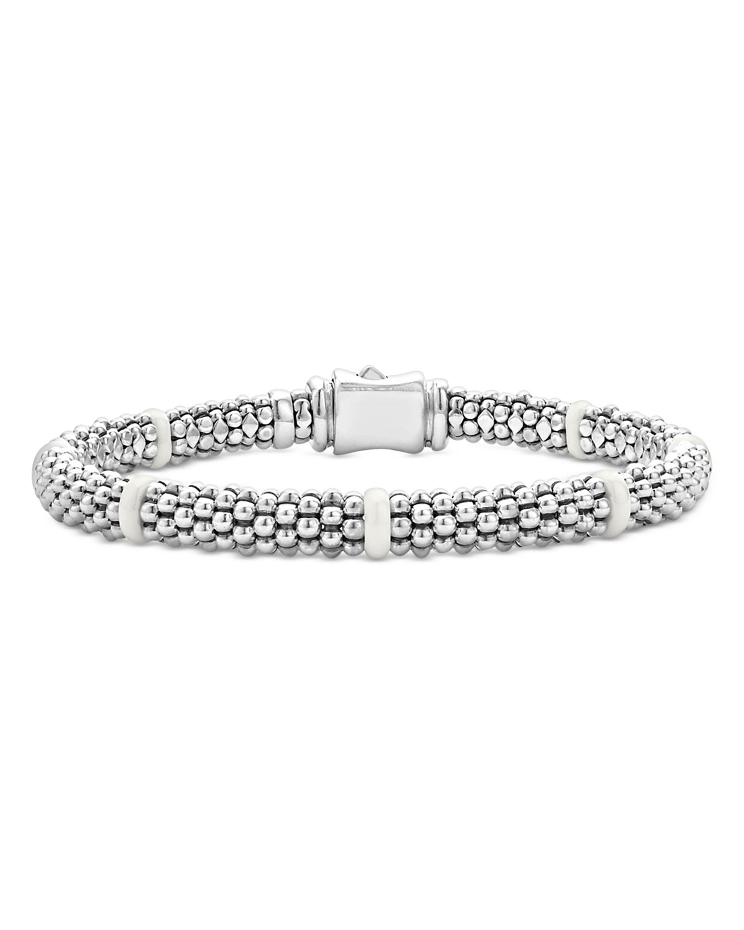 Sterling Silver White Caviar Ceramic Beaded Bracelets