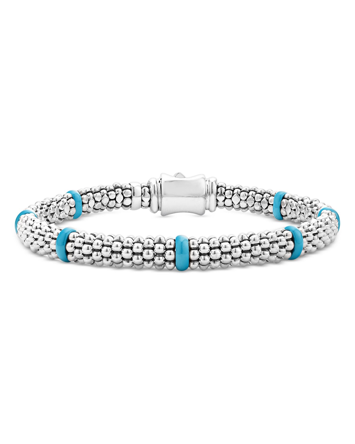Ceramic & Sterling Silver Blue Caviar Station Bracelet