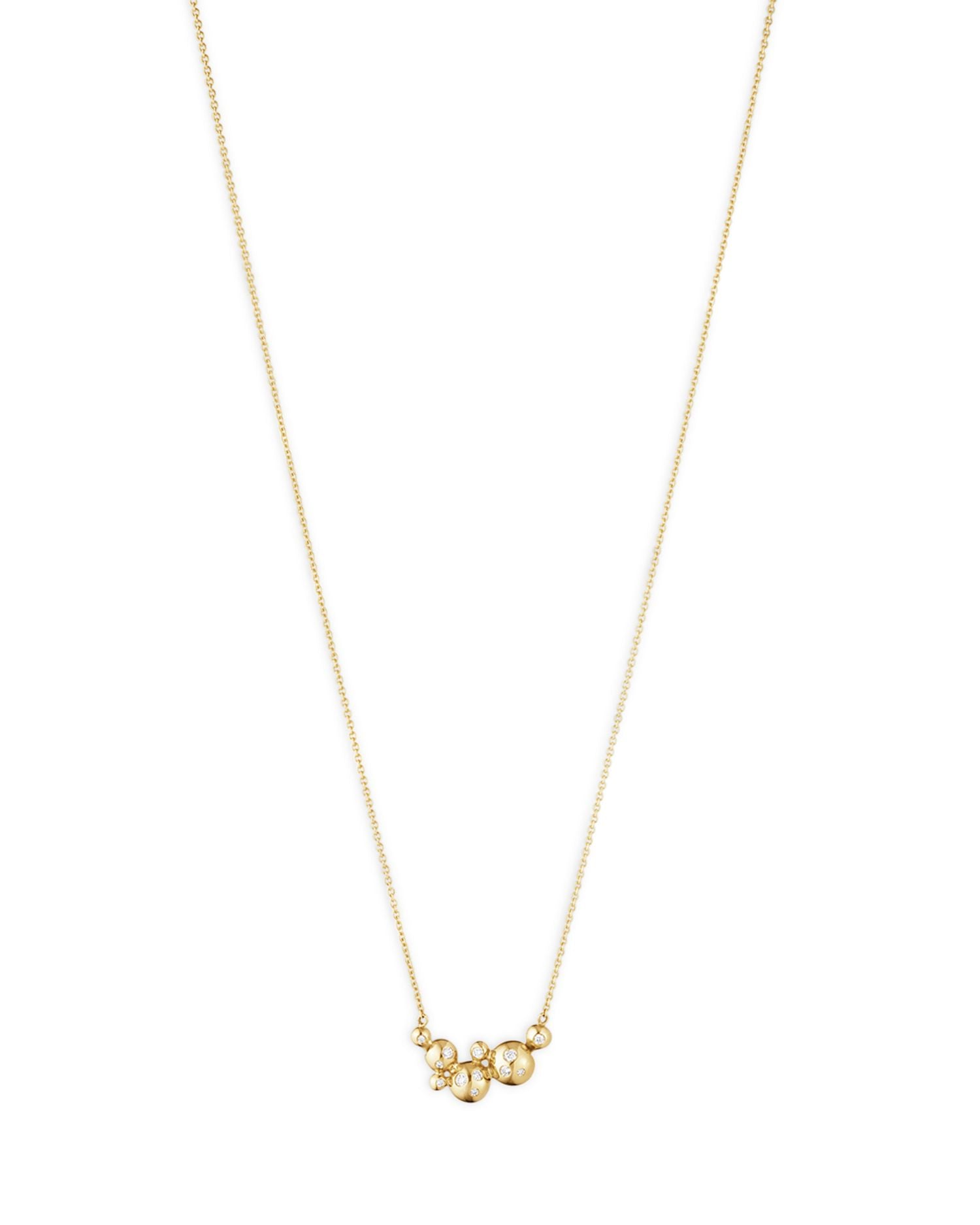 18K Yellow Gold Moonlight Grapes Diamond Bead Cluster Pendant Necklace, 17.72'