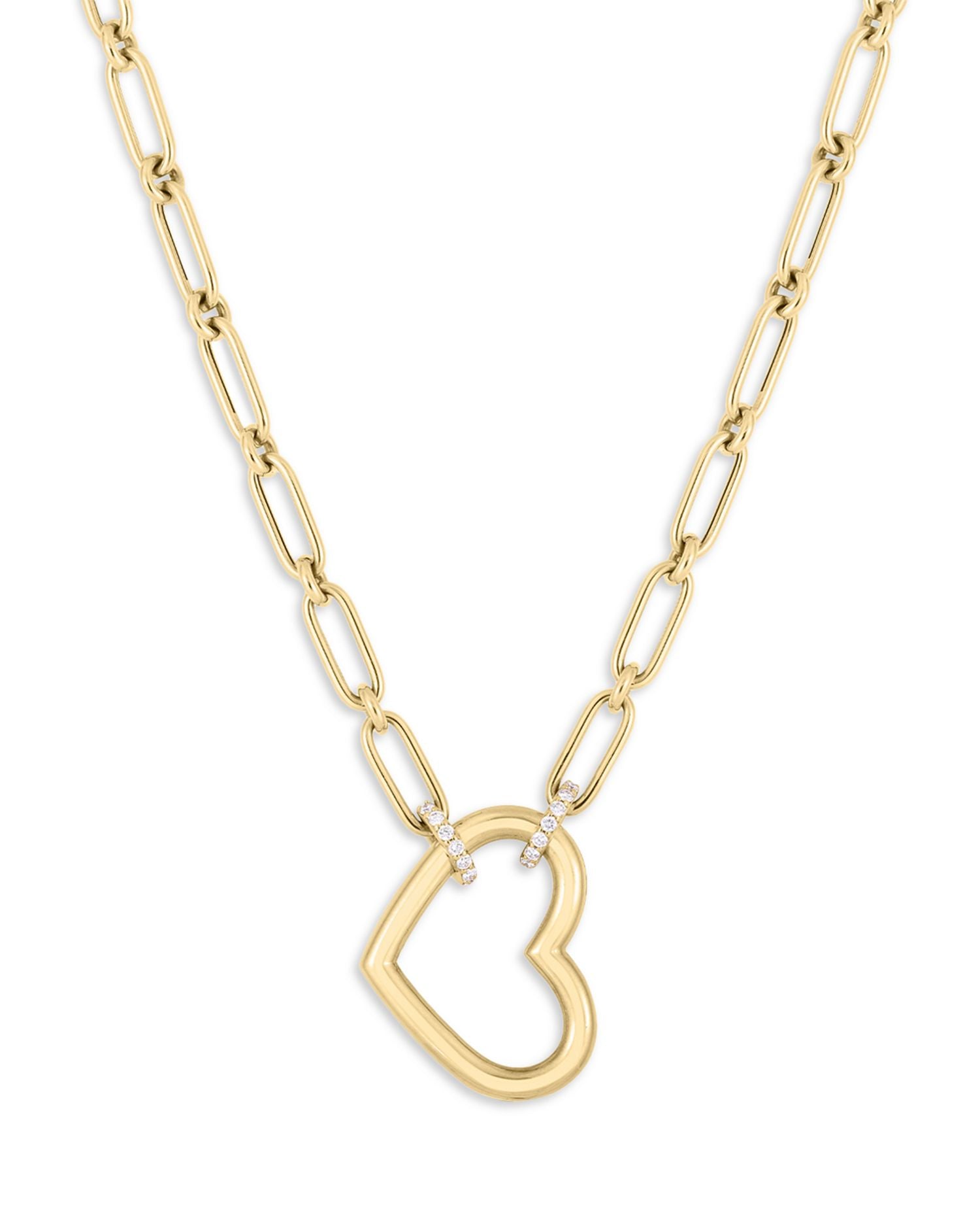 18K Yellow Gold Cialoma Diamond Heart Pendant Necklace, 16-18'