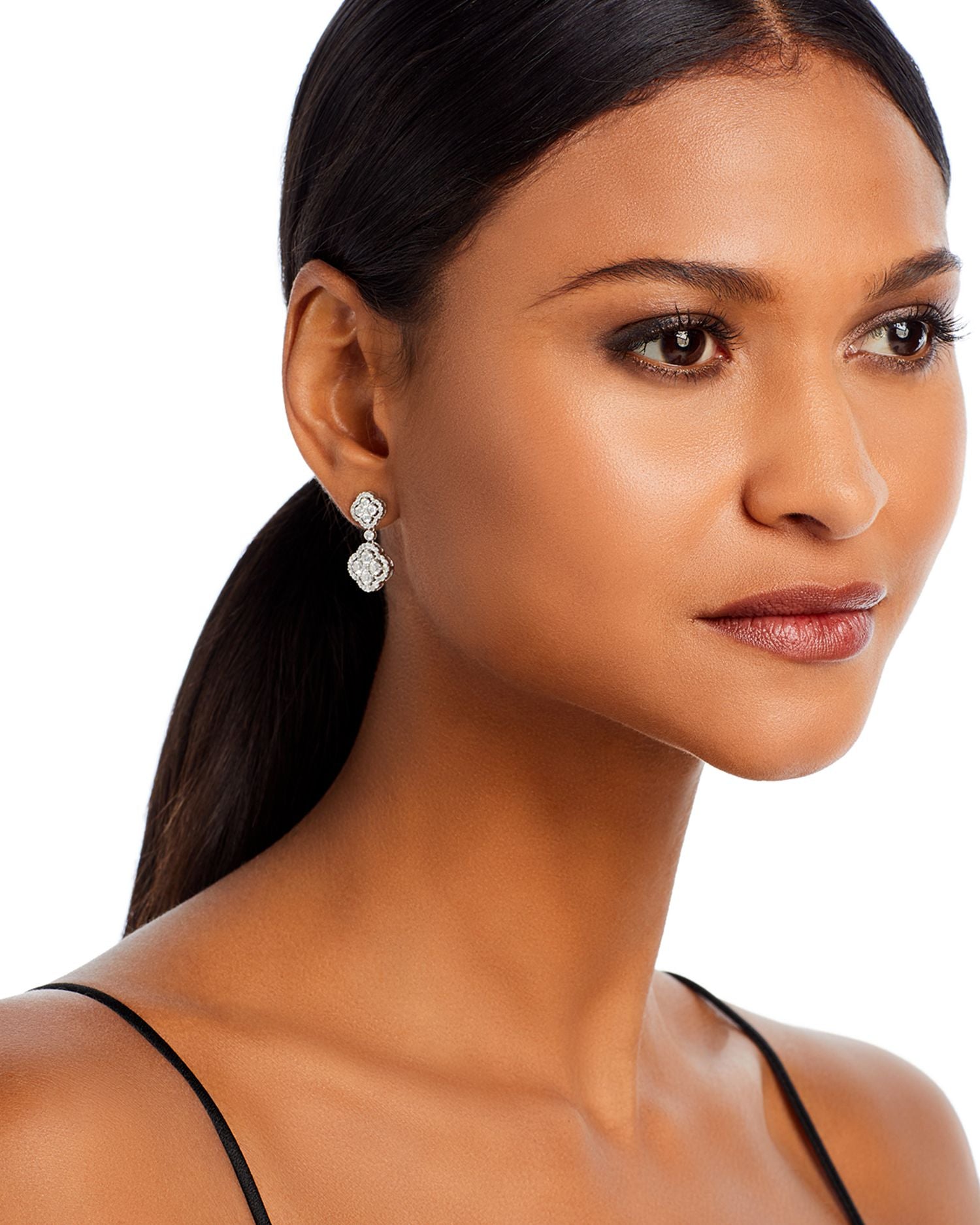 Diamond Clover Drop Earrings in 14k White Gold, 2.15 ct. t.w. - Exclusive