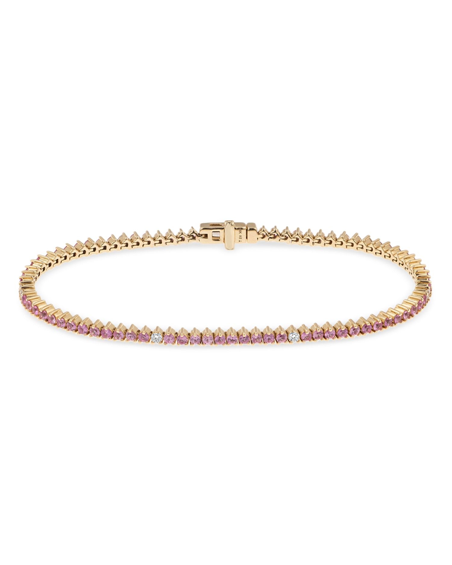 14K Yellow Gold Pink Sapphire & Diamond Tennis Bracelet