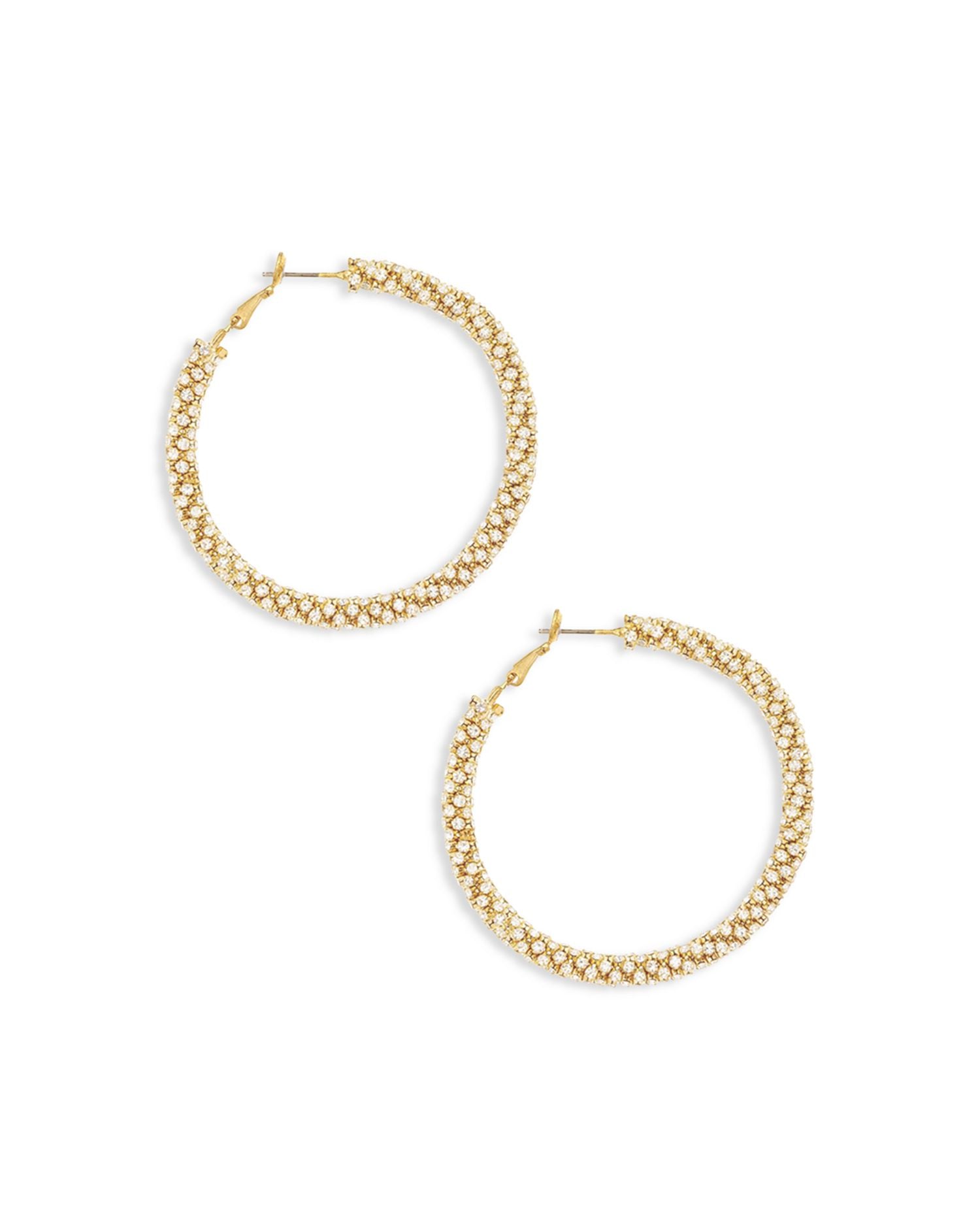 Rope Chain Pavé Hoop Earrings in 18K Gold Plated