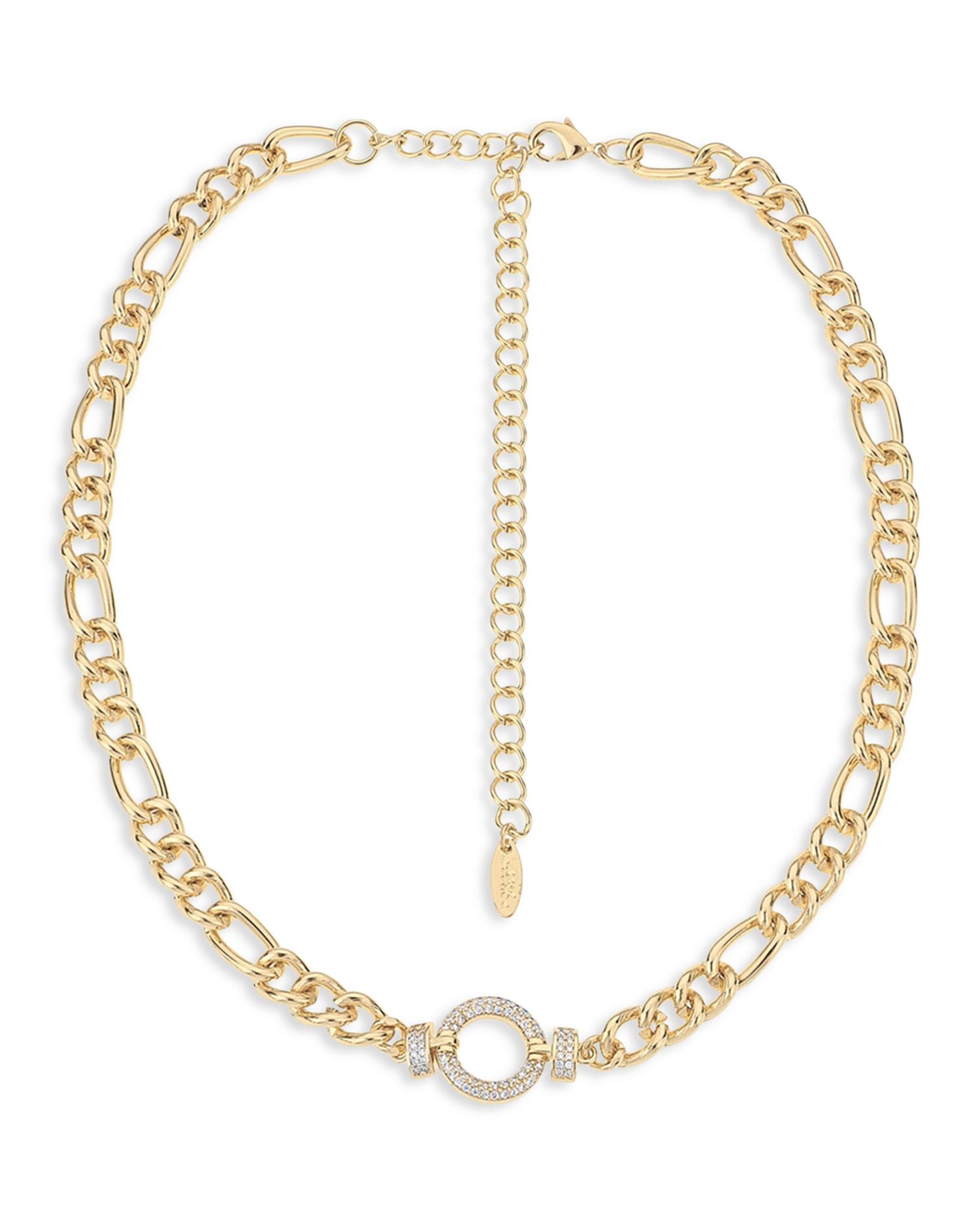 Eternity Crystal Circle Pavé Ring Collar Necklace in 18K Gold Plated, 15.5'-20.5'