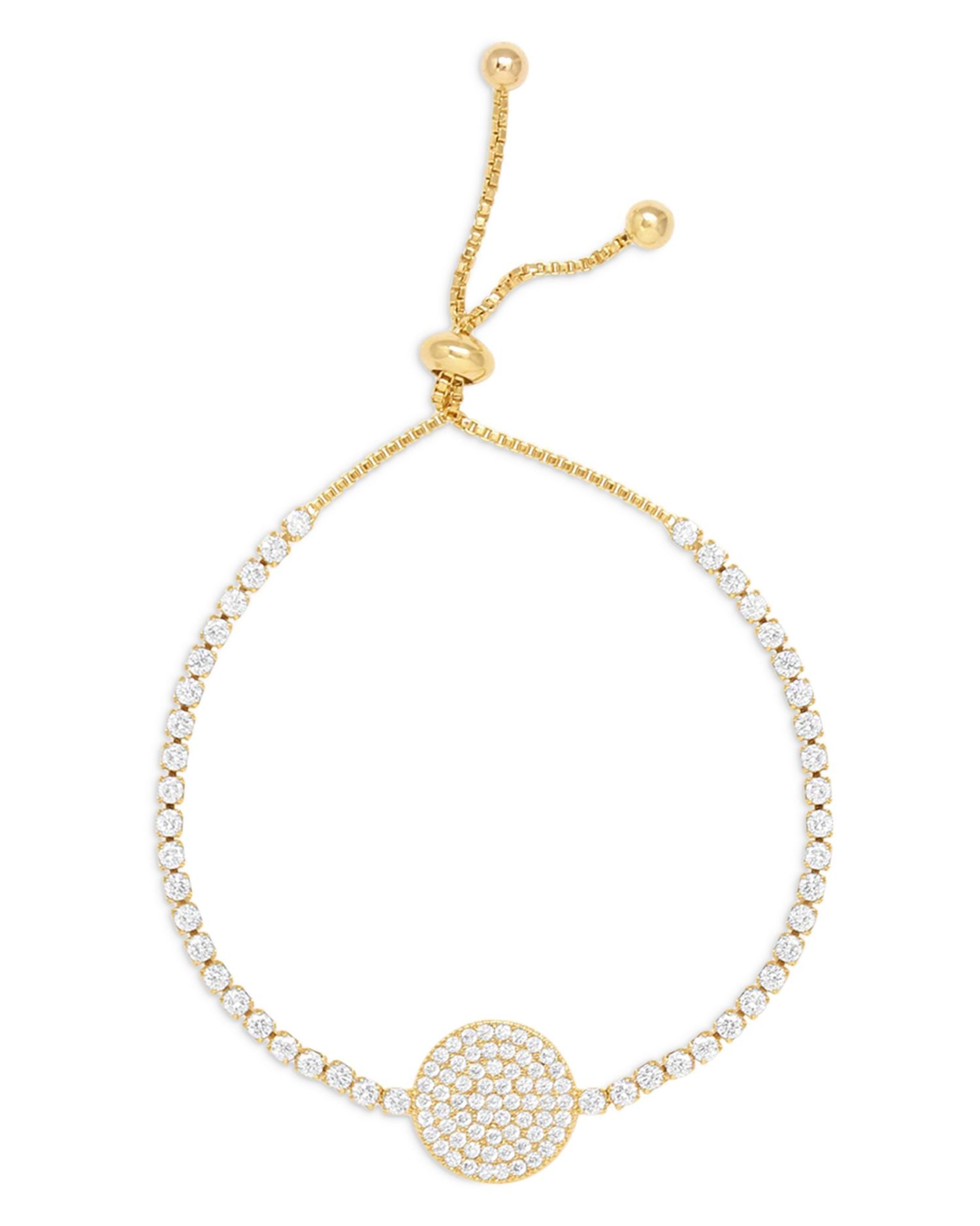 Easy Sparkle Cubic Zirconia Disc Slider Bracelet in 18K Gold Plated