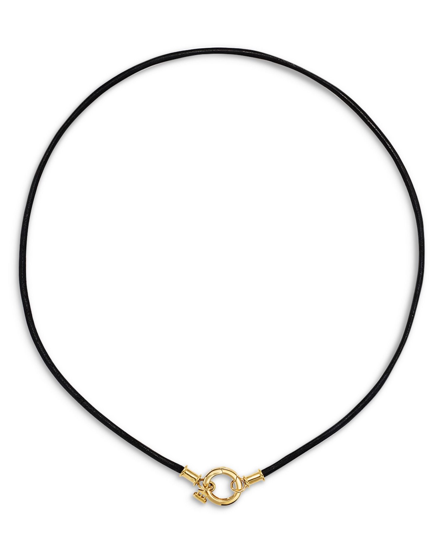 18K Yellow Gold Classic Black Leather Cord Necklace, 18'