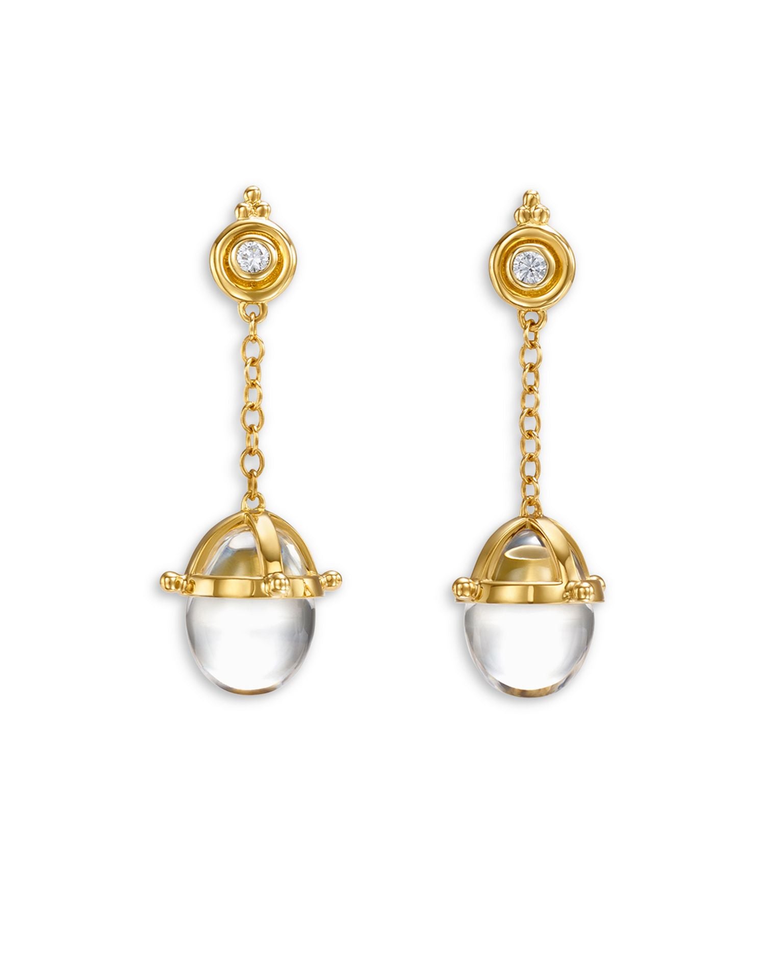 18K Yellow Gold Classic Crystal & Diamond Drop Earrings