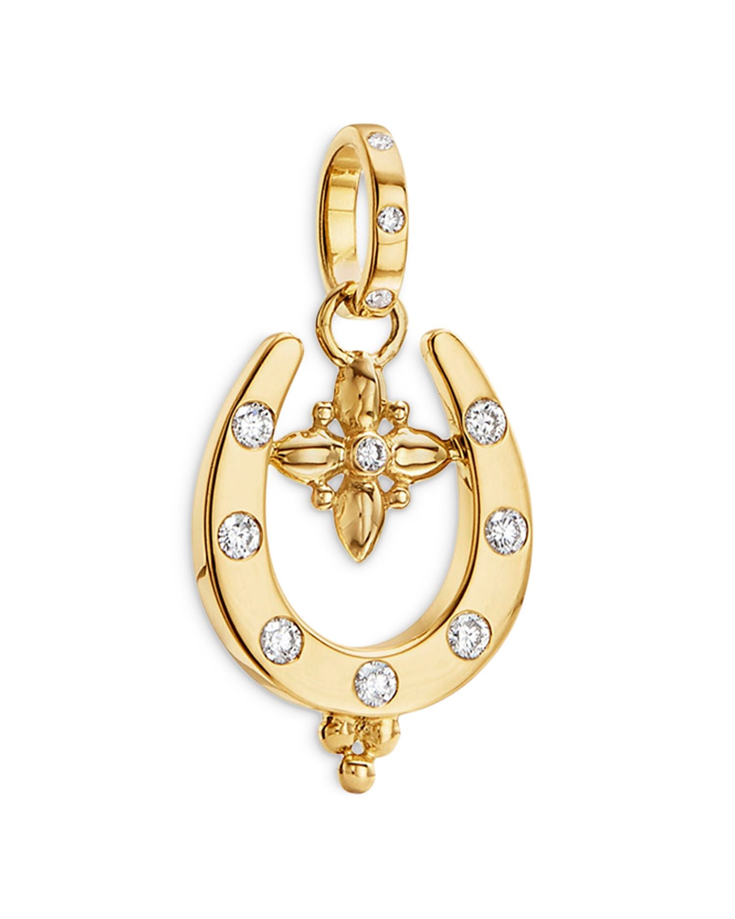 18K Yellow Gold Celestial Diamond Horseshoe Charm Pendant