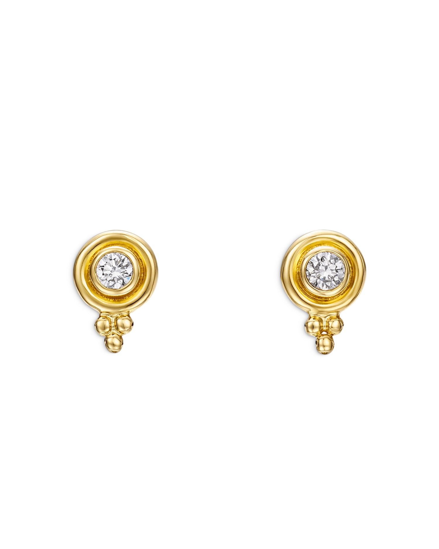 18K Yellow Gold CL White Diamond Stud Earrings