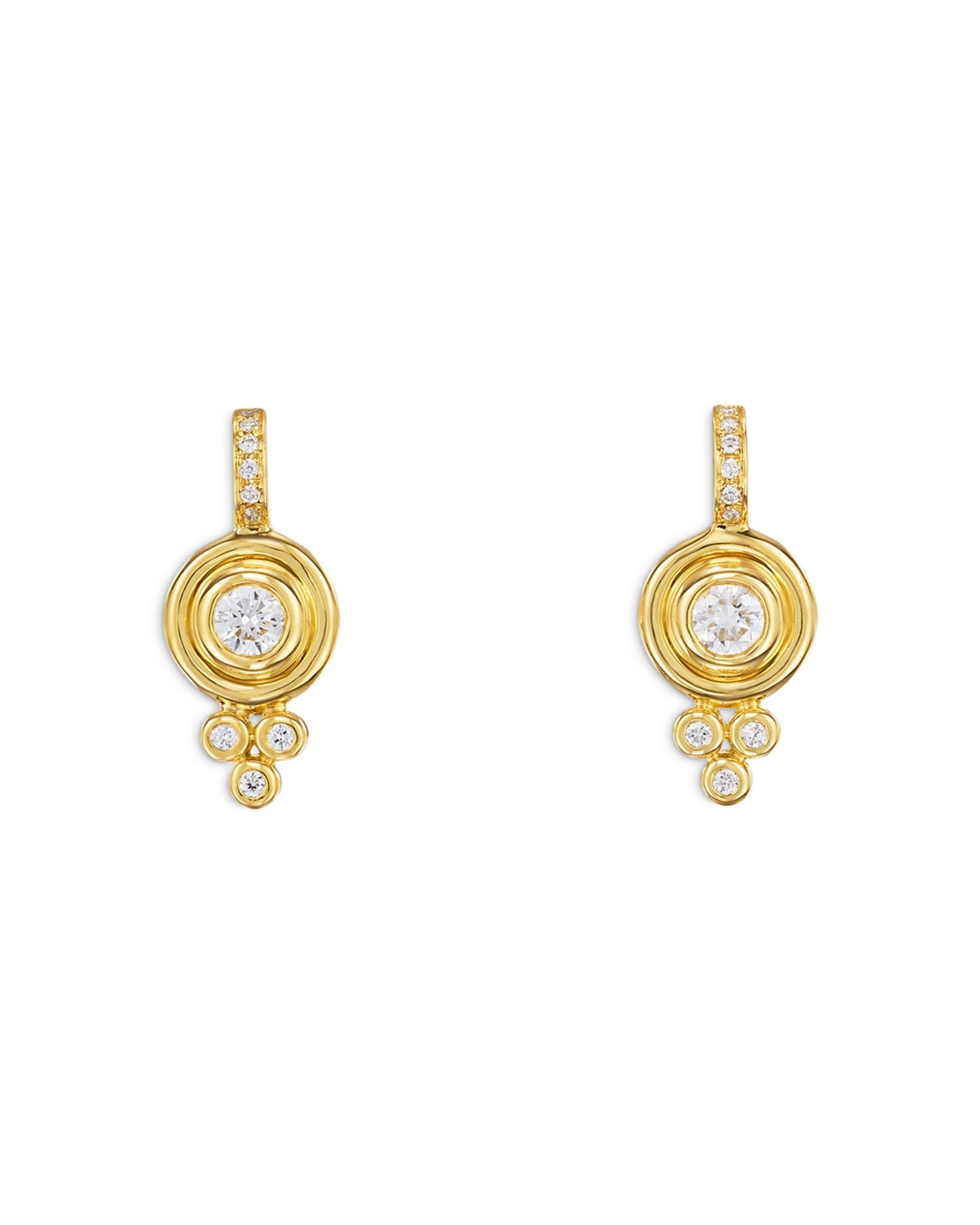 18K Yellow Gold Classic Diamond Drop Earrings