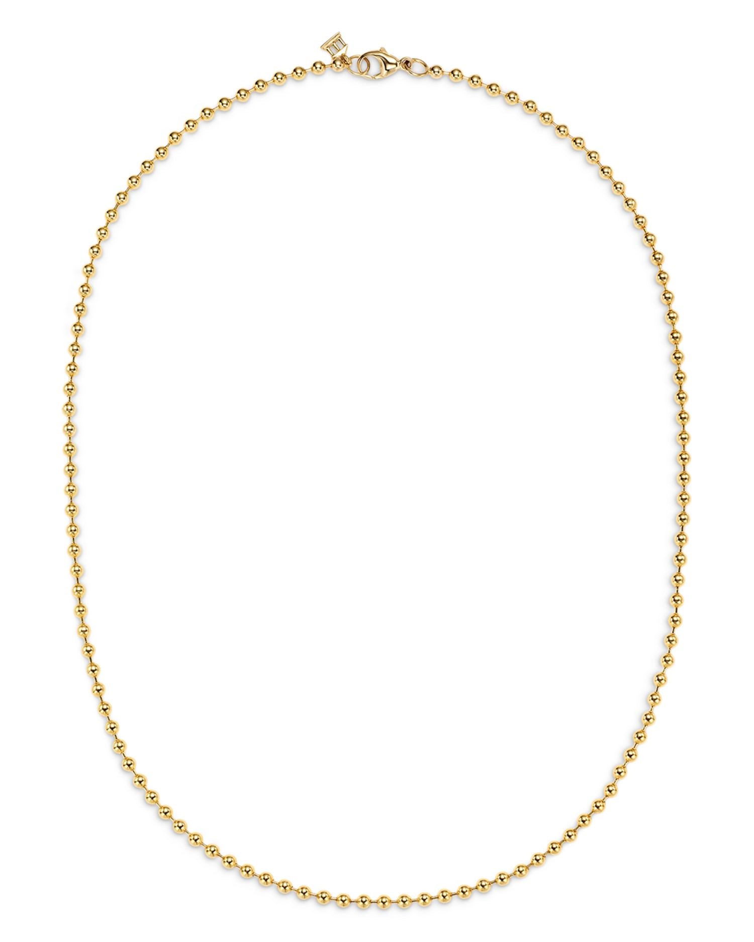 18K Yellow Gold Classic Polished Ball Chain Necklace, 16'