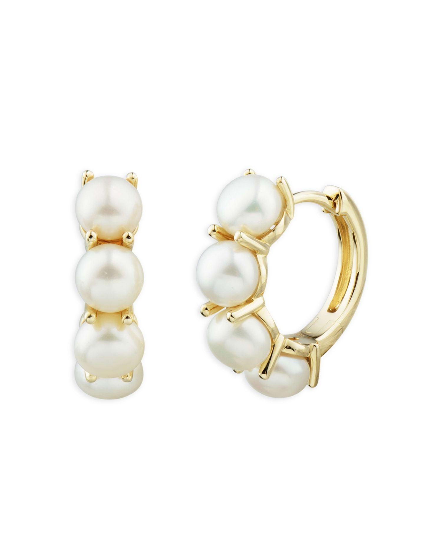Cultured Freshwater Button Pearl Hoop Earrings in 14K Yellow Gold - Exclusive
