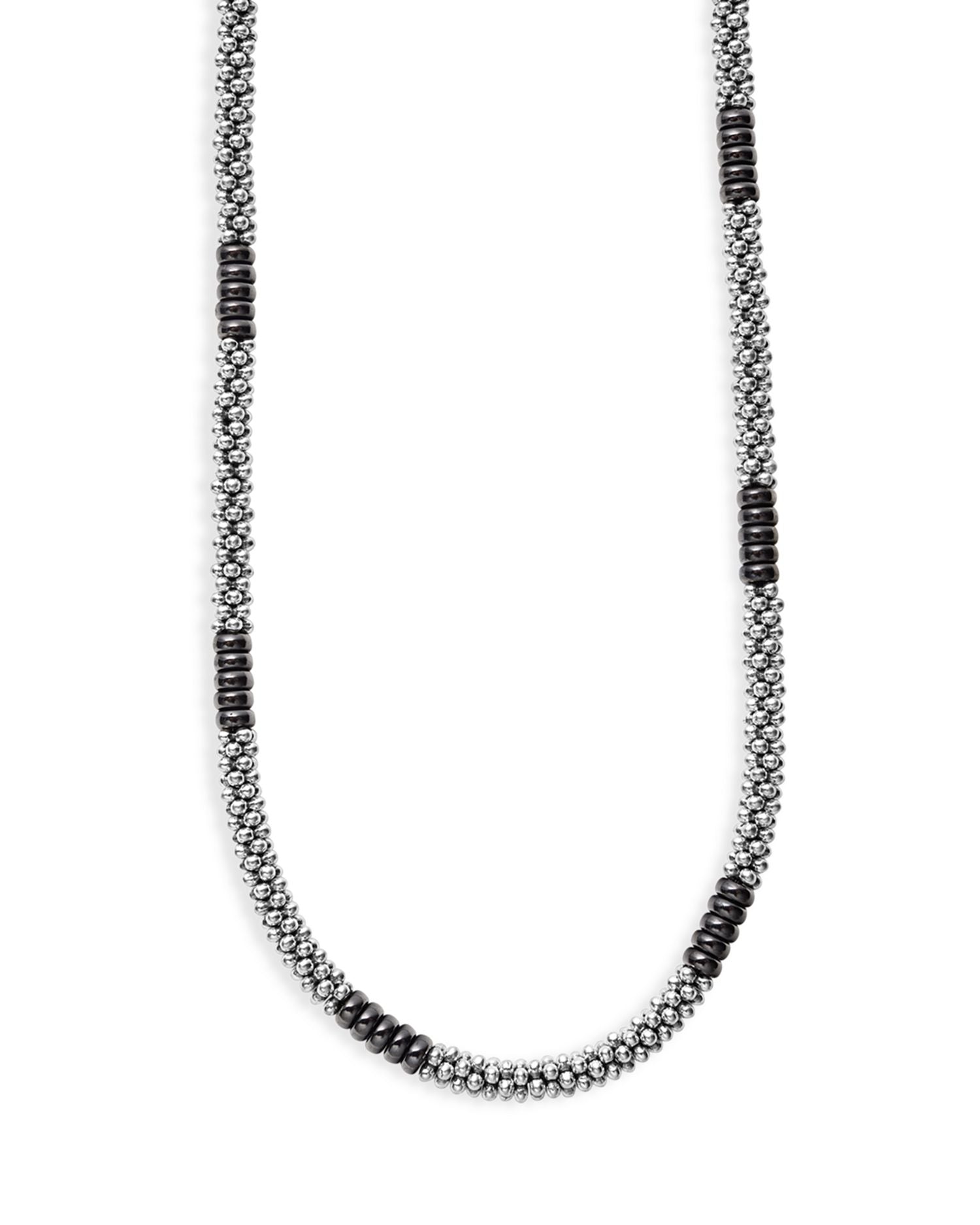 Black Caviar Silver Station Ceramic Beaded Necklaces