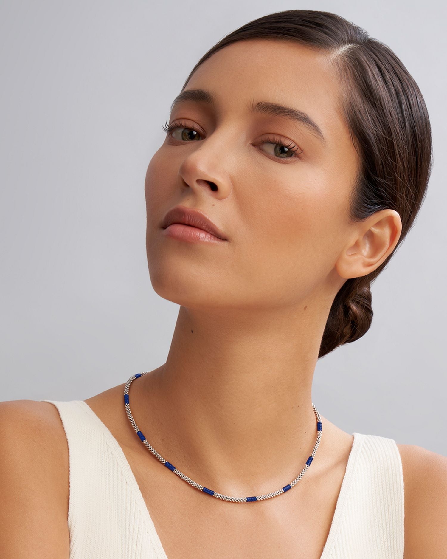 Blue Caviar Silver Station Ceramic Beaded Necklaces