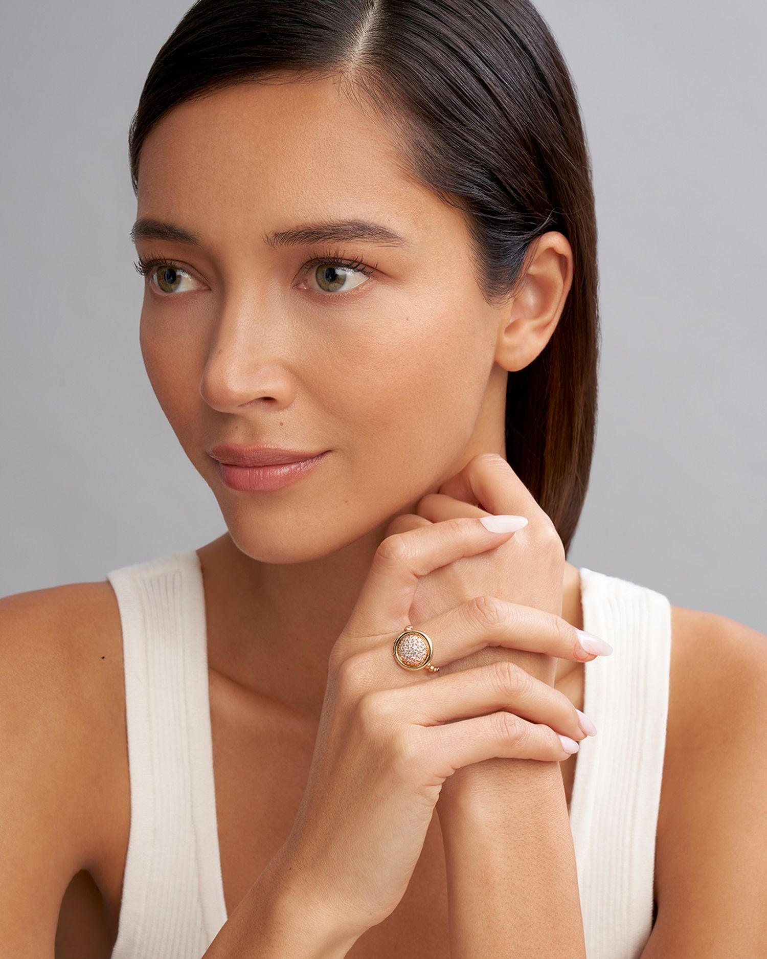 Meridian 18K Gold & Ceramic Diamond Ring