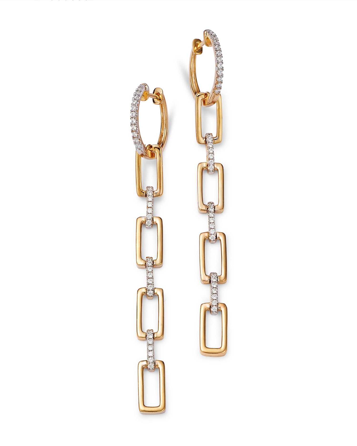 Diamond Link Drop Earrings in 14K Yellow Gold, 0.66 ct. t.w. - Exclusive
