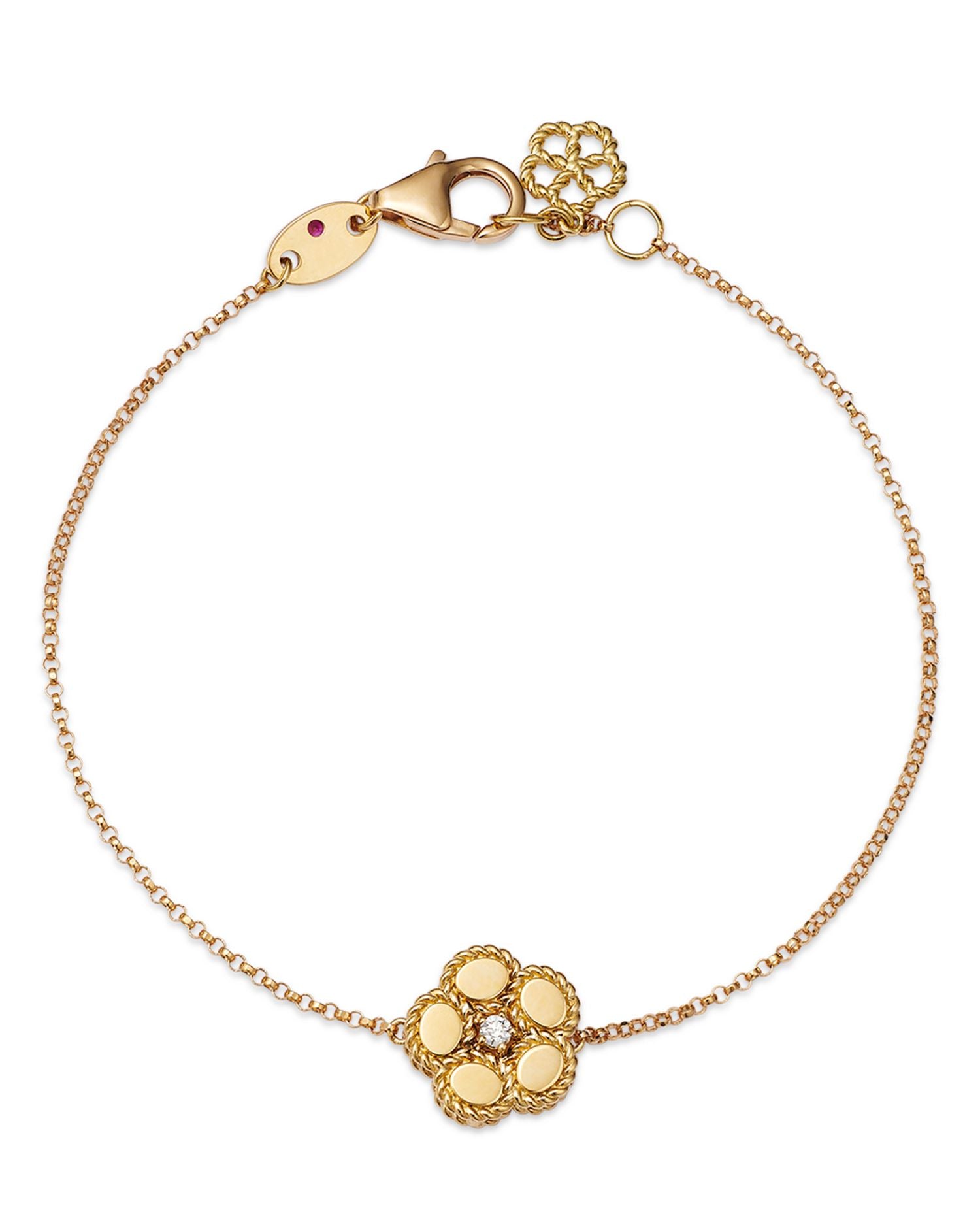 18K Yellow Gold Daisy Diamond Flower Link Bracelet - Exclusive