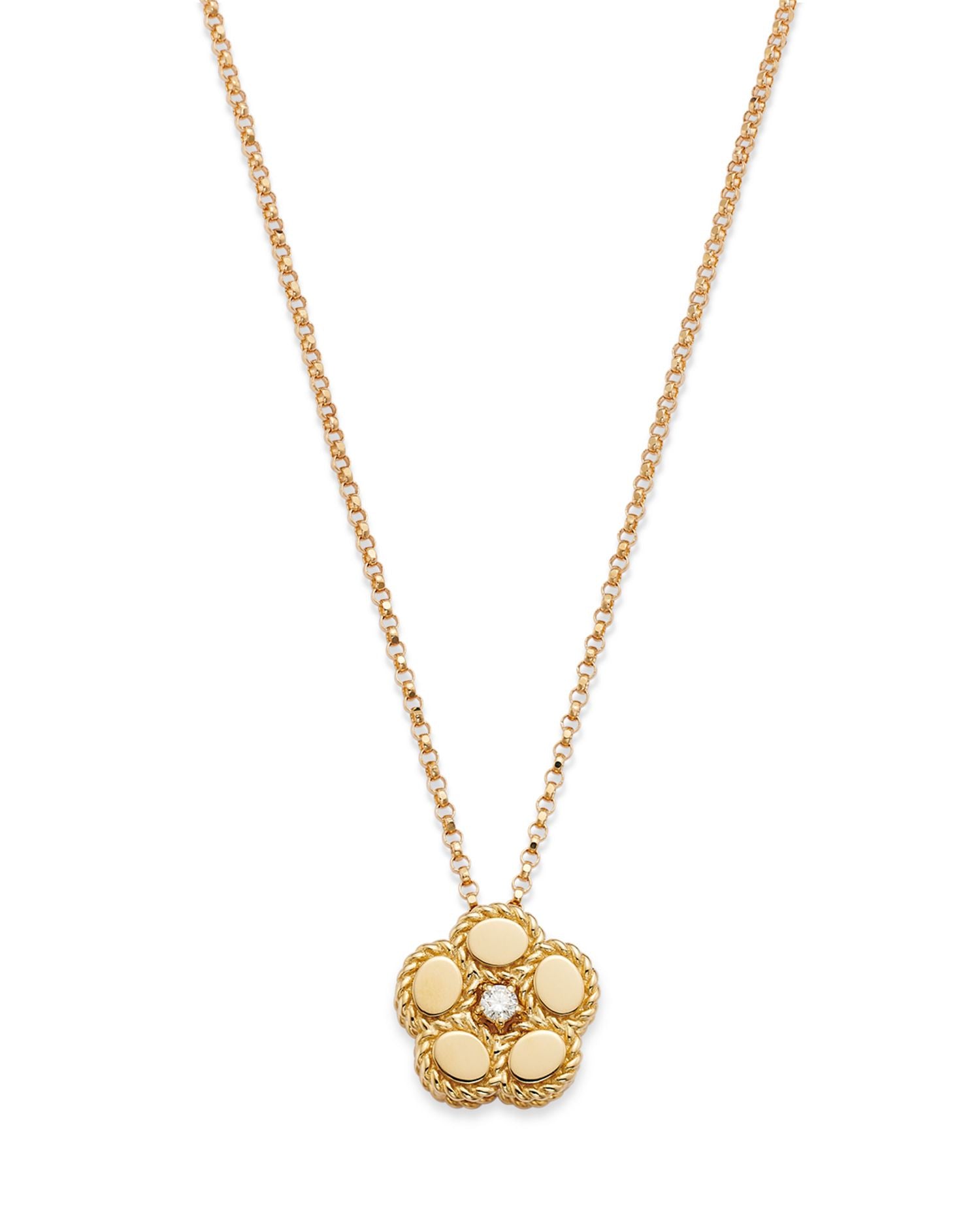 18K Yellow Gold Daisy Diamond Flower Pendant Necklace, 16-18' - Exclusive