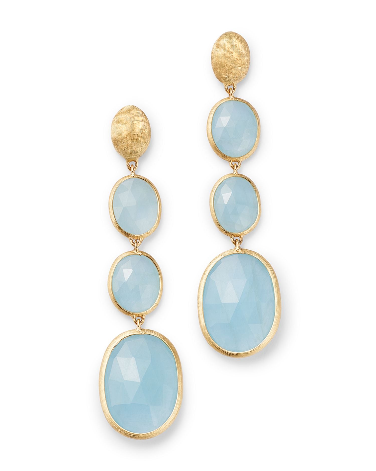 18K Yellow Gold Siviglia Aquamarine Graduated Drop Earrings
