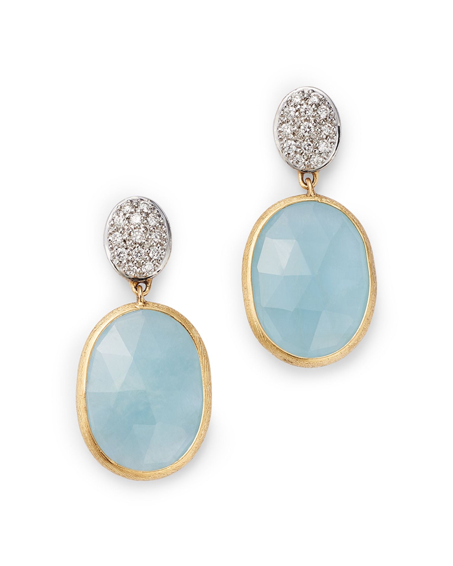 18K White & Yellow Gold Siviglia Aquamarine & Diamond Cluster Drop Earrings