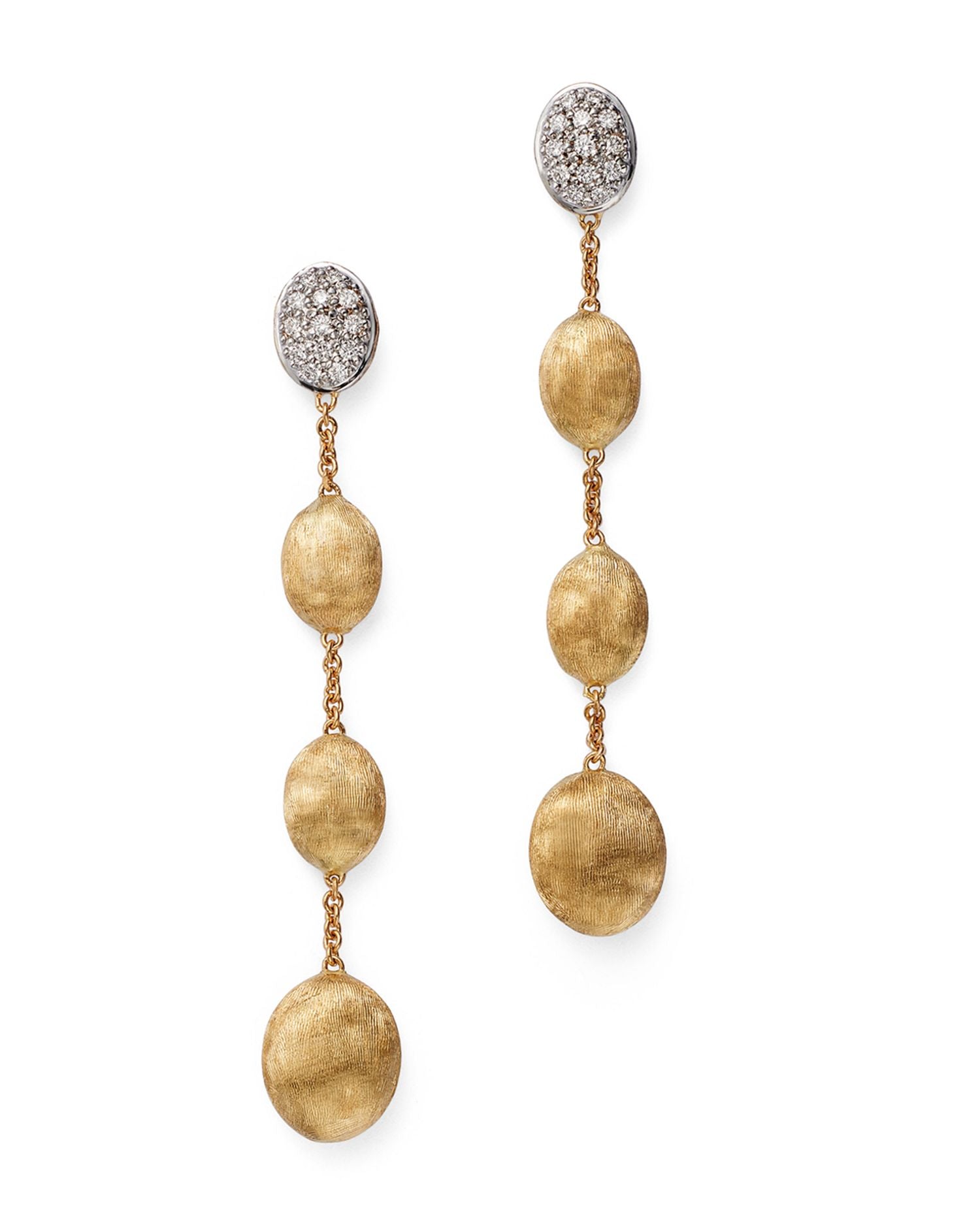 18K White & Yellow Gold Siviglia Diamond & Textured Bead Drop Earrings