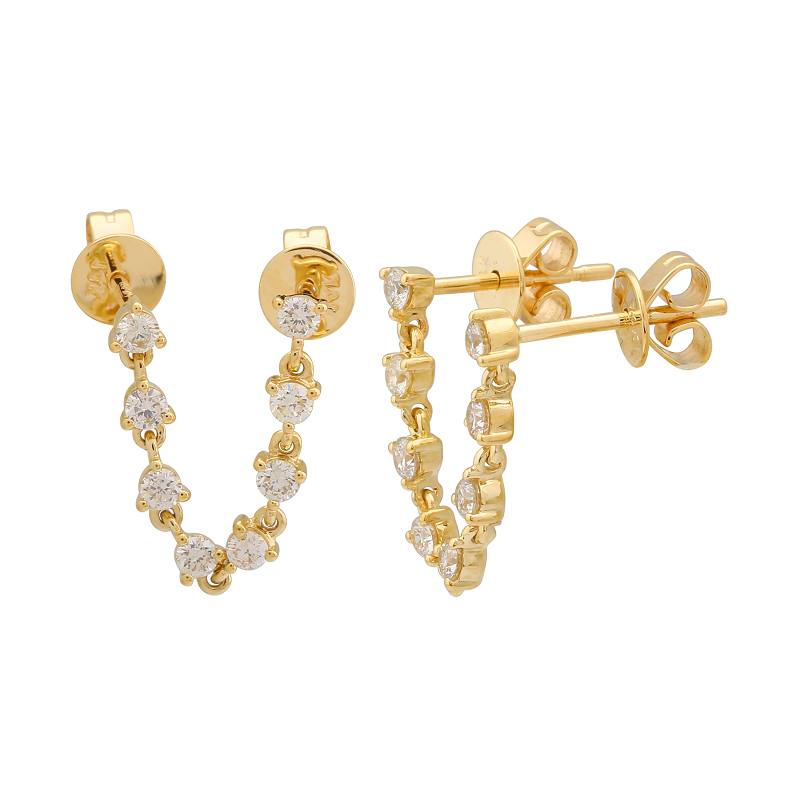 Gold Mini Diamond Connecting Earring