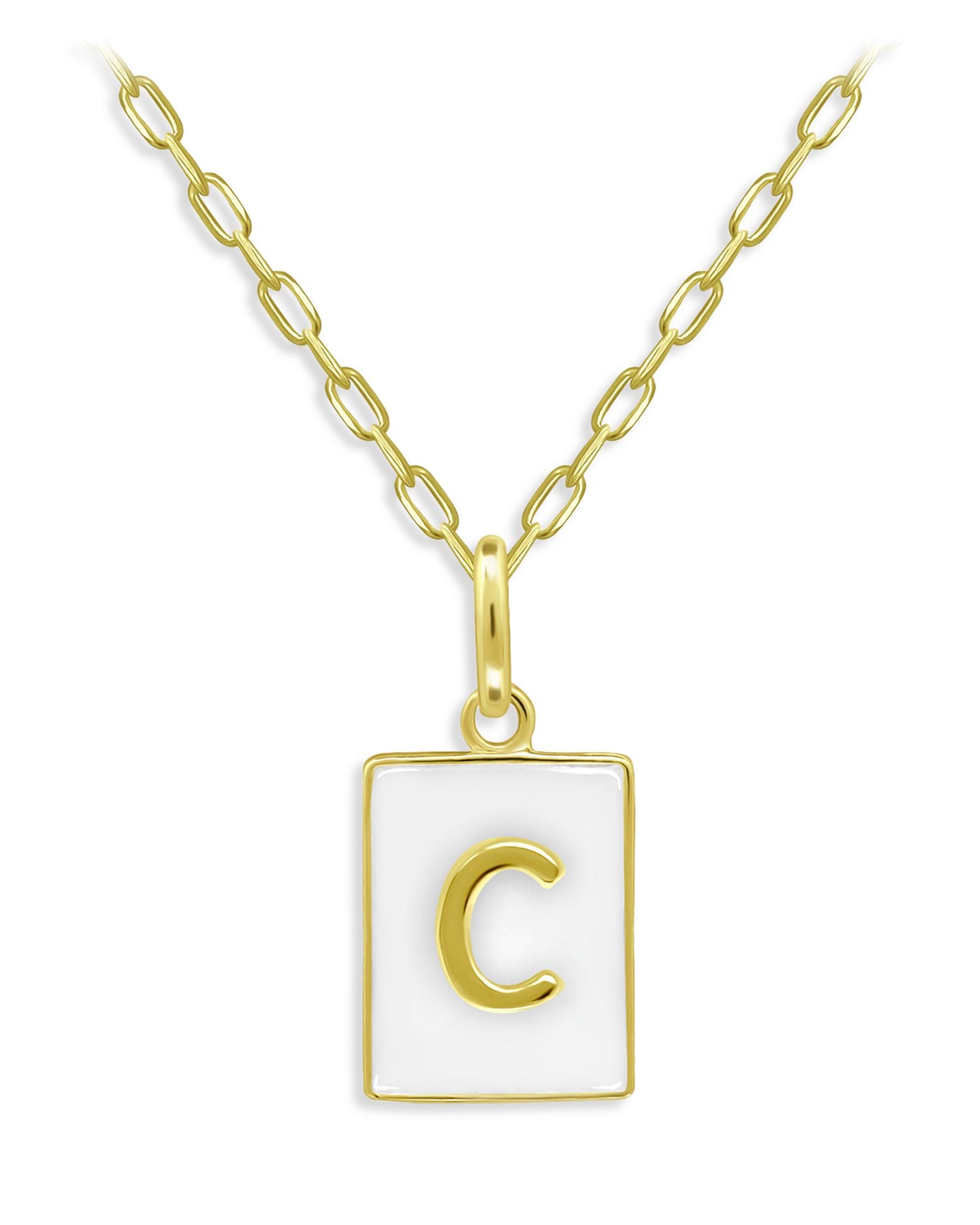 Rectangle Initial Pendant in 18K Gold-Plated Sterling Silver, 15.5' - Exclusive