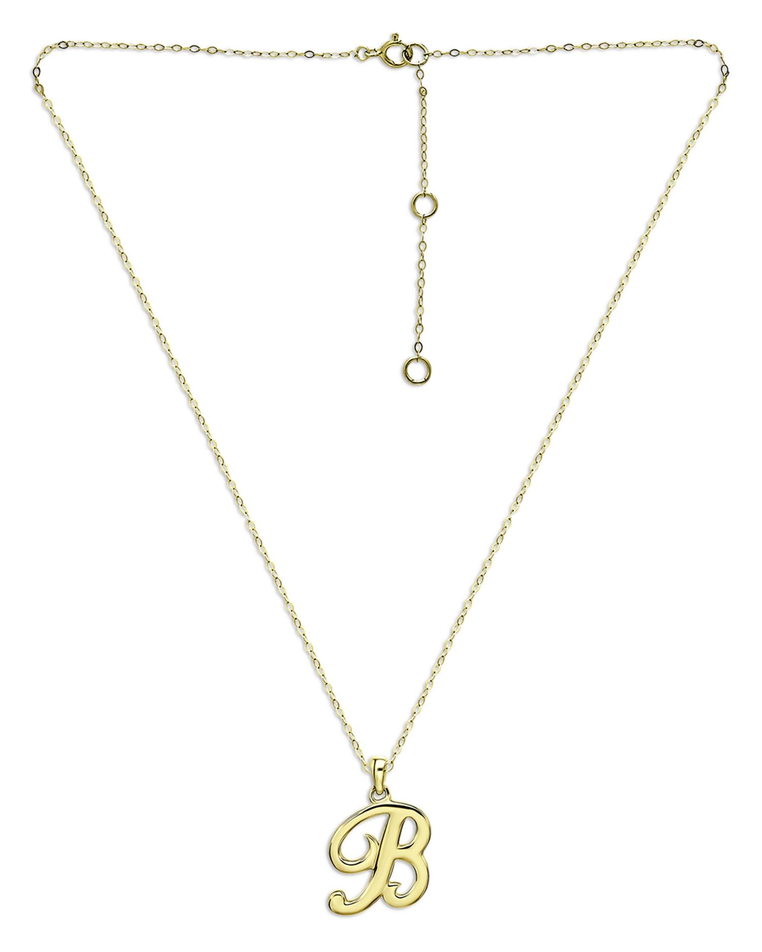Polished Script Initial Pendant Necklace in 18K Gold-Plated Sterling Silver, 15.5' - Exclusive