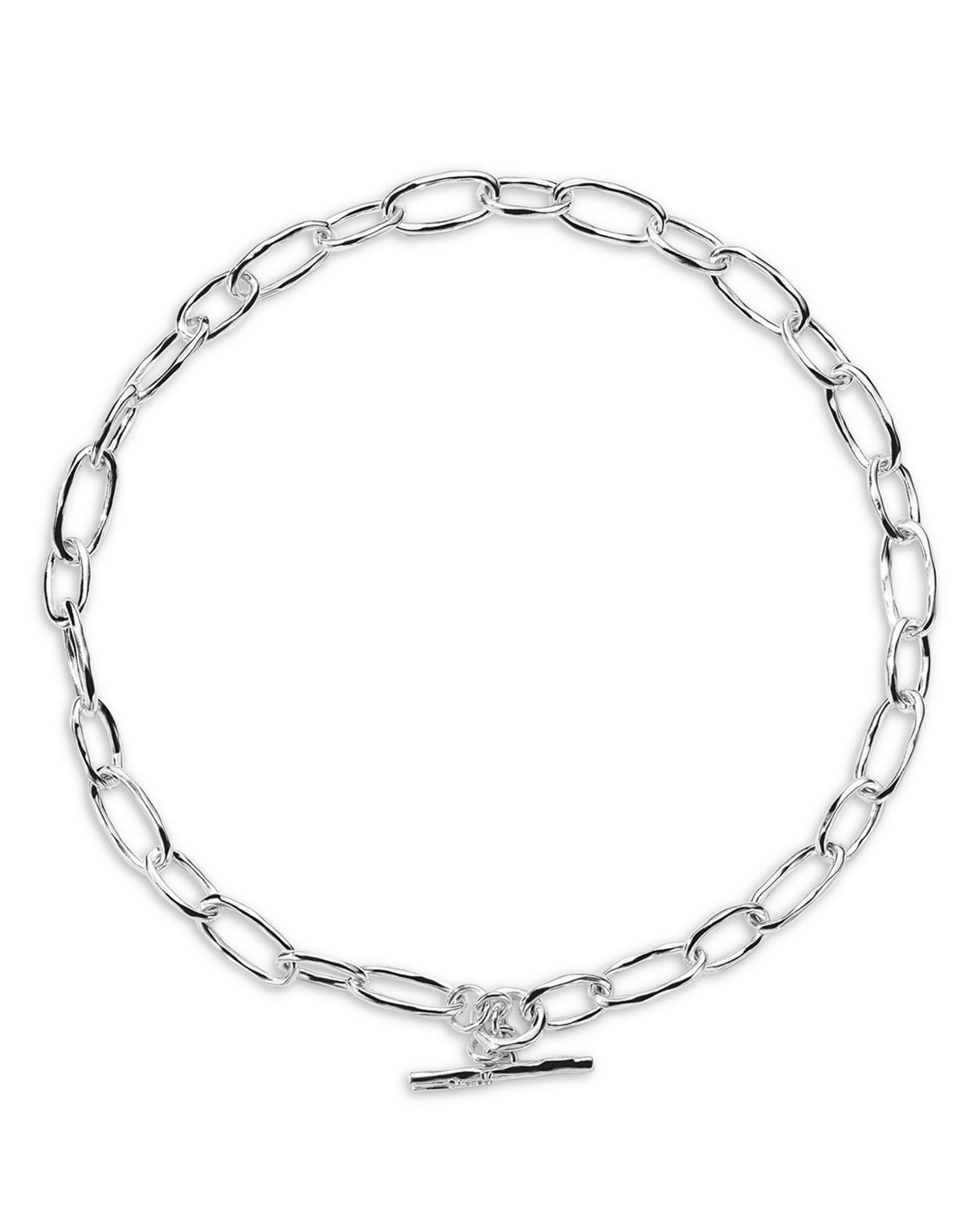 Sterling Silver 925 Classico Faceted Oval Link Necklace, 19'