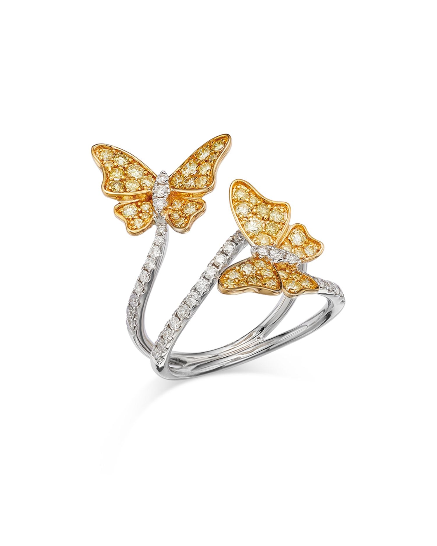 Yellow & White Diamond Butterfly Ring in 14K Yellow & White Gold- Exclusive