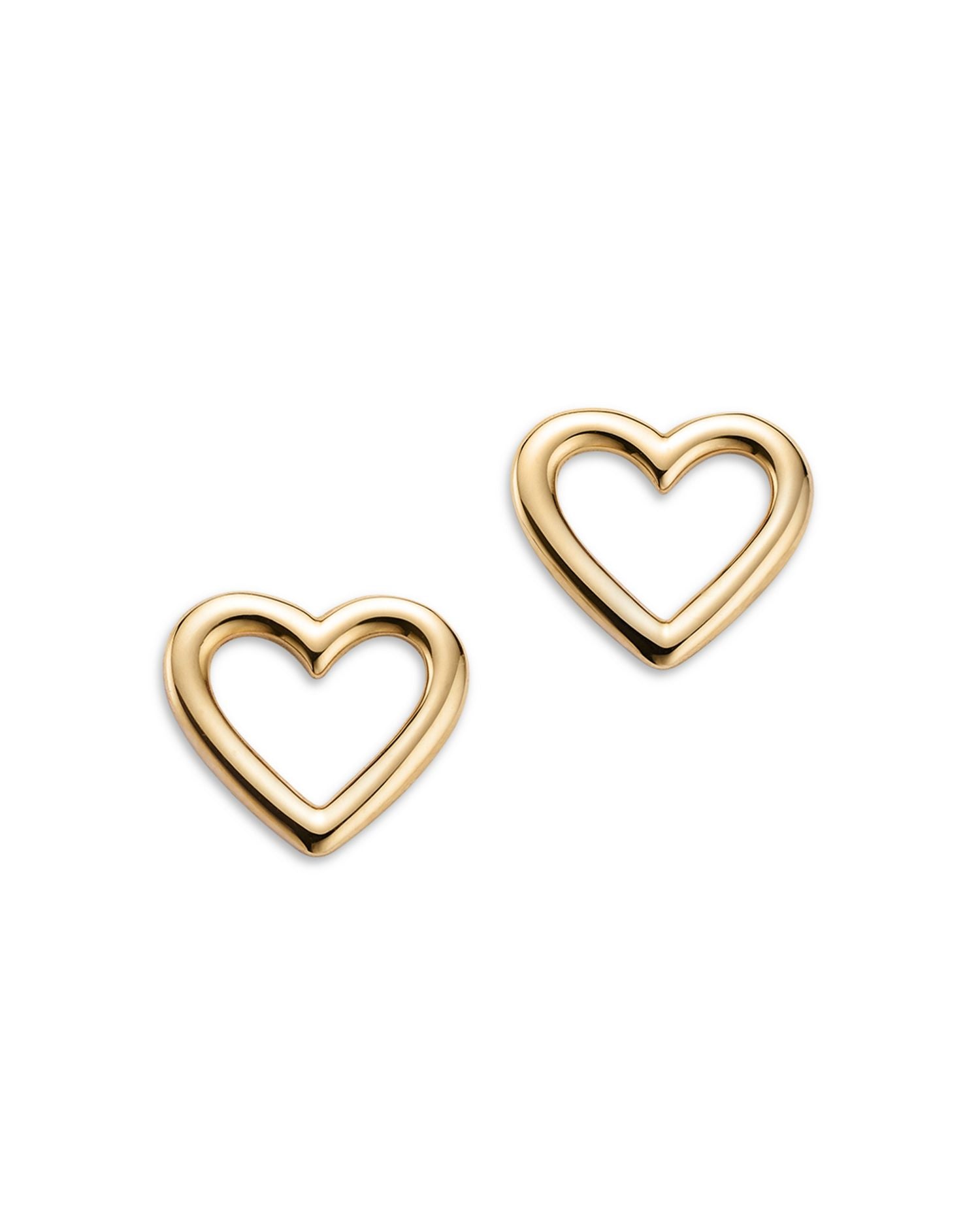 14K Yellow Gold Open Heart Stud Earrings