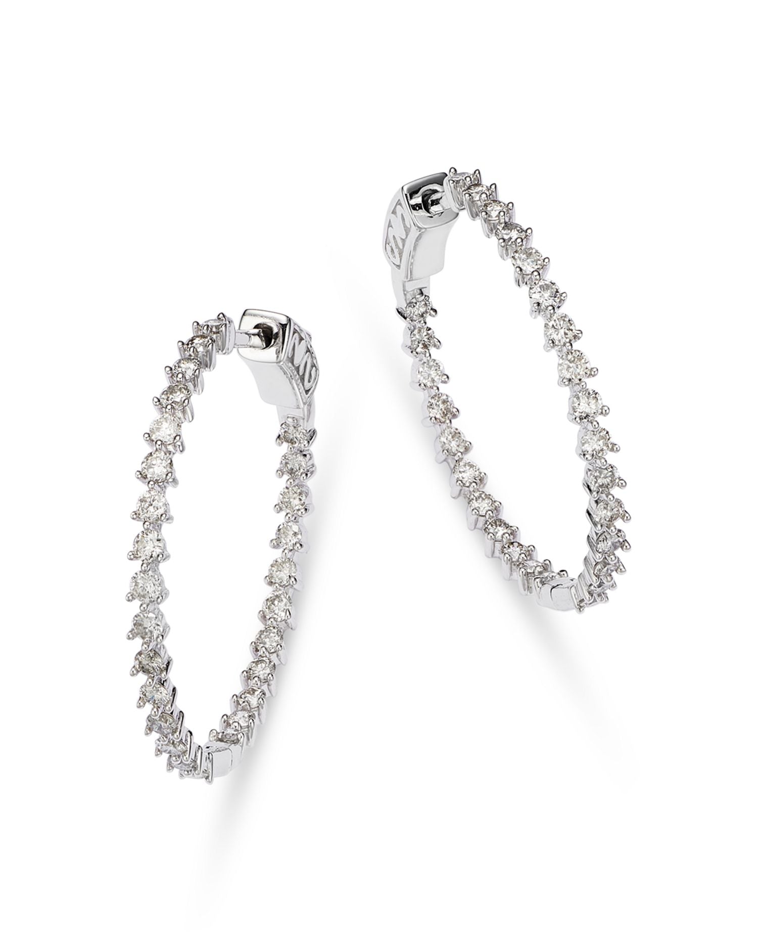 Diamond Inside Out Medium Hoop Earrings in 14K White Gold, 1.50 ct. t.w. - Exclusive
