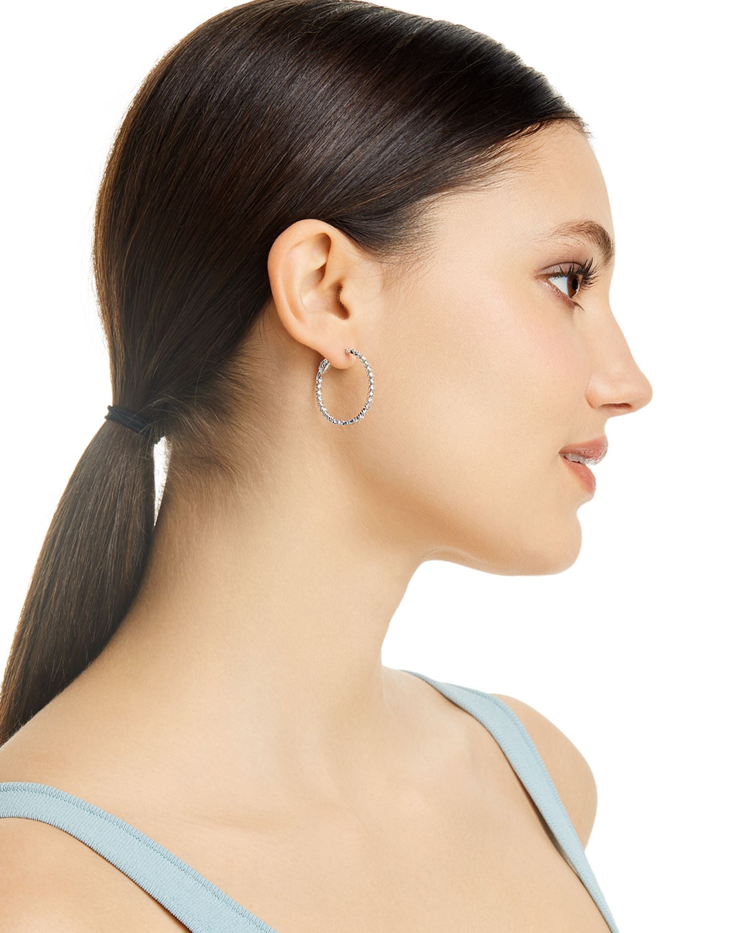 Diamond Inside Out Medium Hoop Earrings in 14K White Gold, 1.50 ct. t.w. - Exclusive