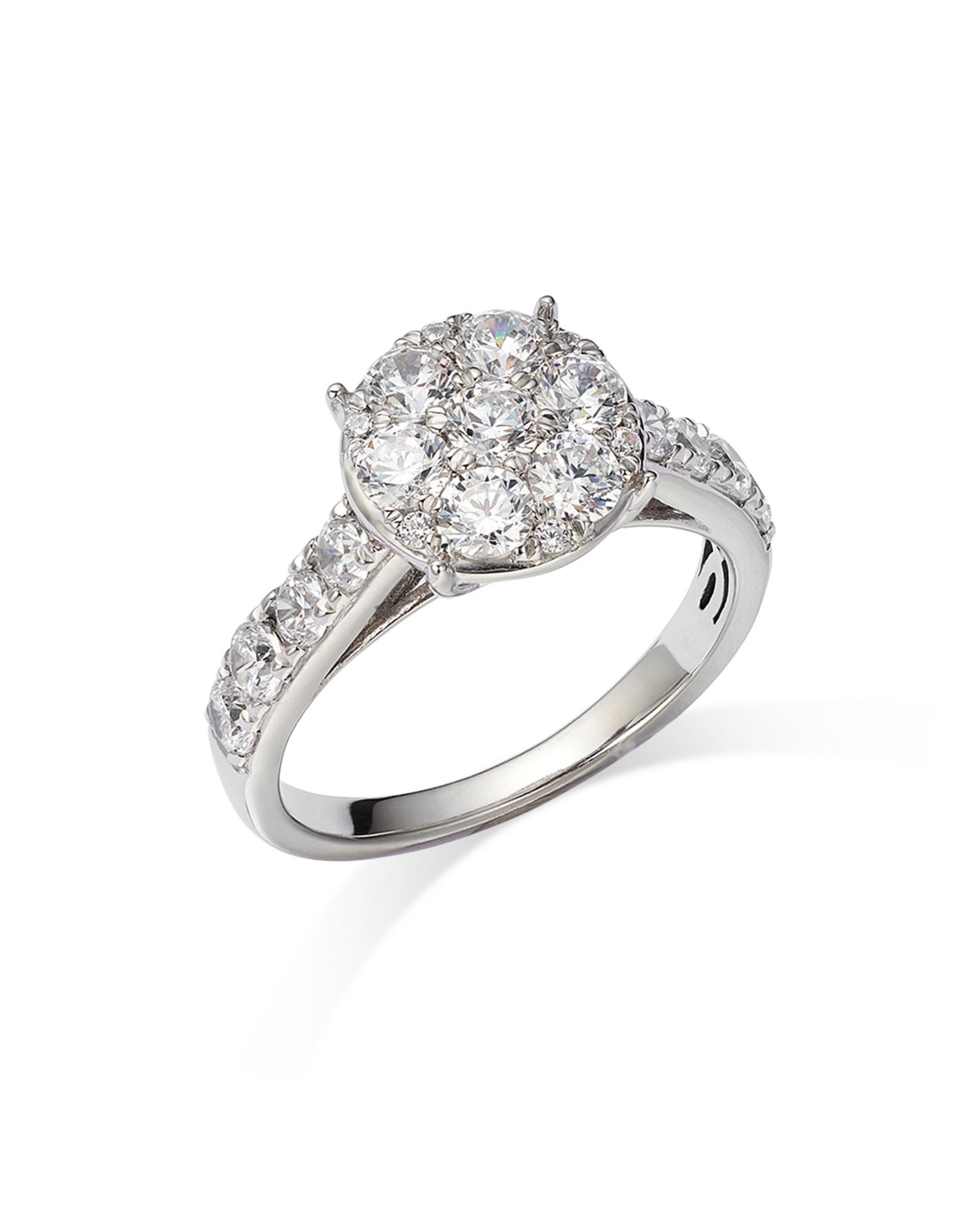 Diamond Cluster Ring in 14K White Gold, 1.60 ct. t.w. - Exclusive