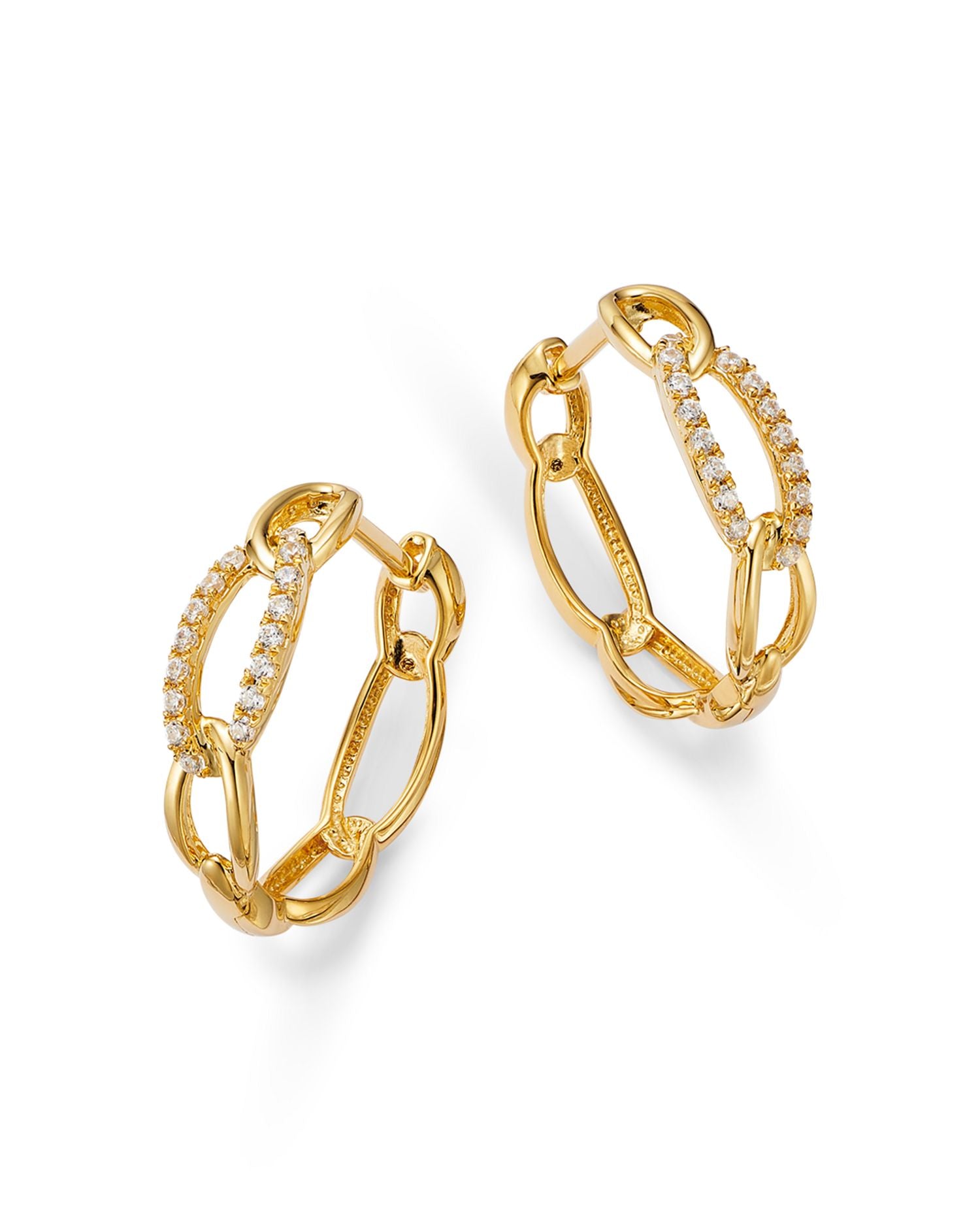 Diamond Chain Link Small Hoop Earrings in 14K Yellow Gold, 0.25 ct. t.w. - Exclusive