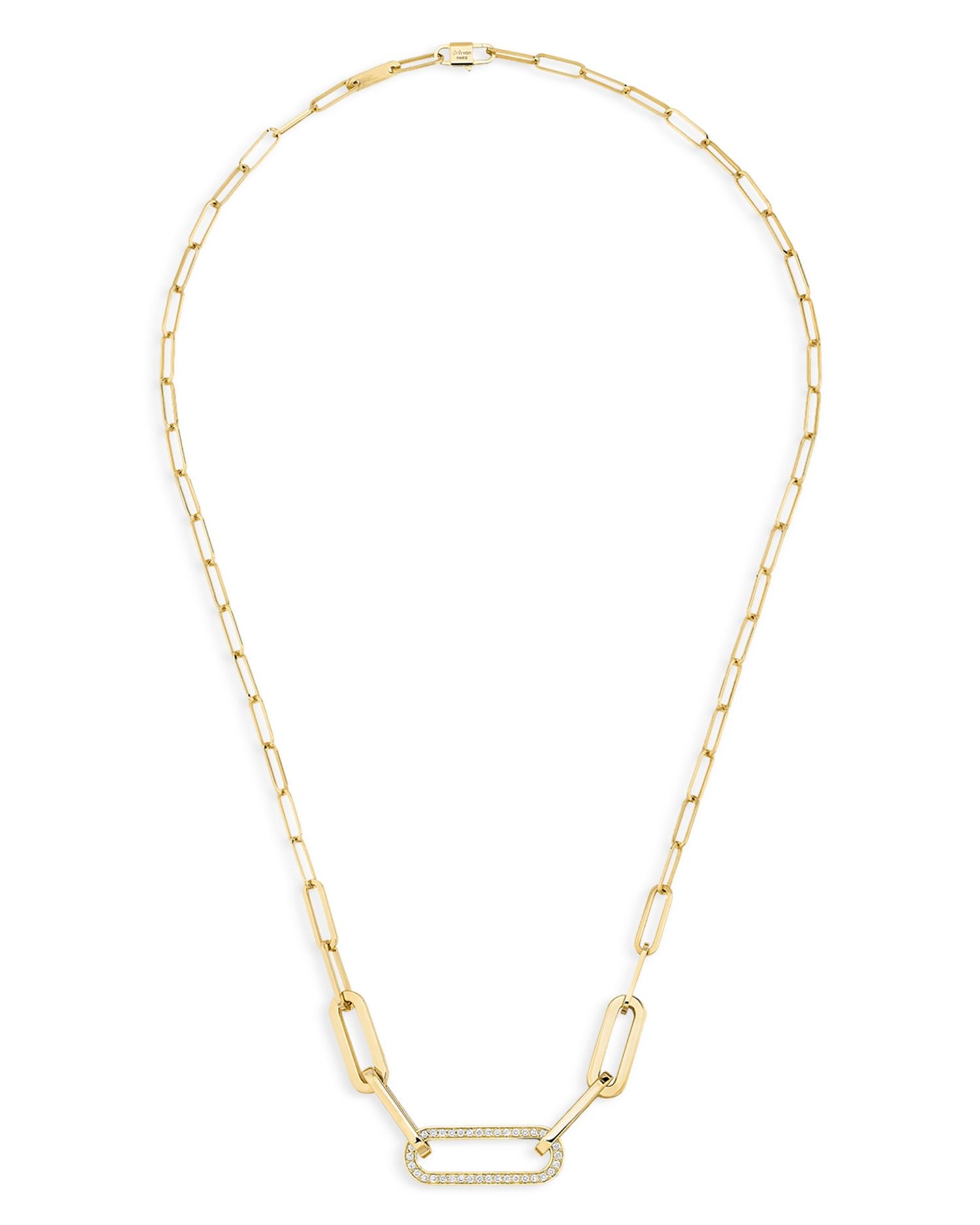 18K Yellow Gold & Diamond Large Maillon L Necklace, 17.7'