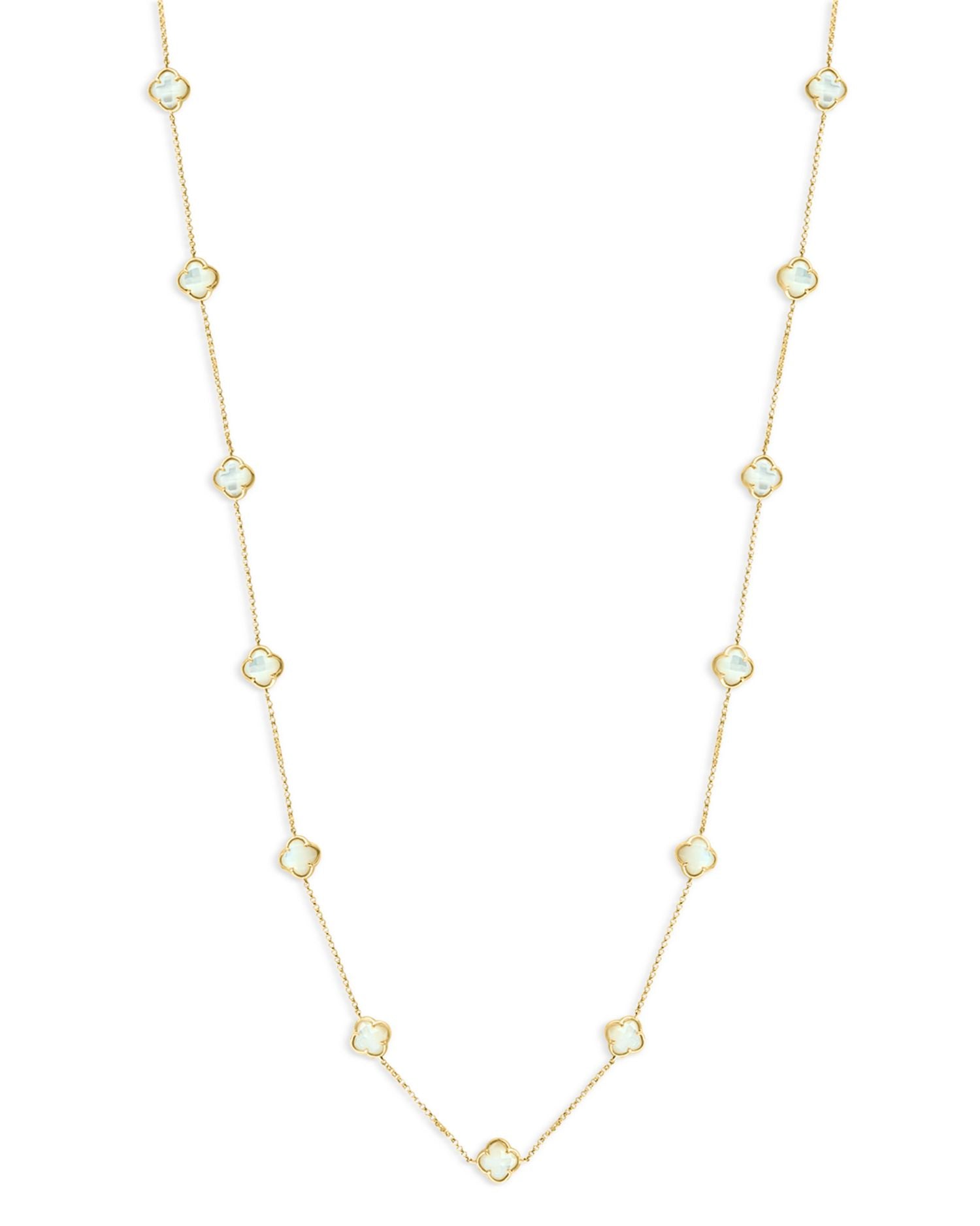 Mother of Pearl Clover Station Necklace in 14K Yellow Gold, 20' - Exclusive