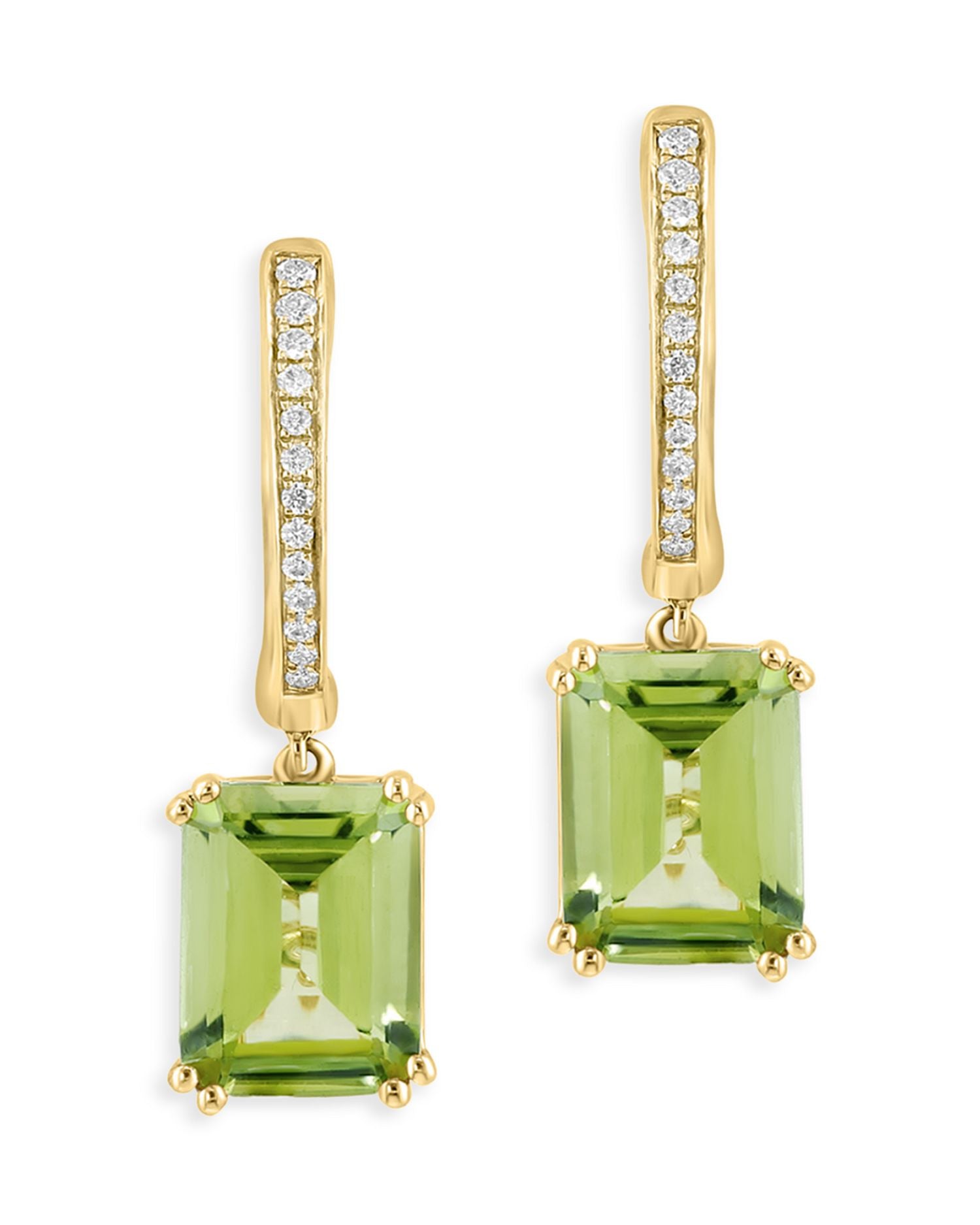 Peridot & Diamond Accent Drop Earrings in 14K Yellow Gold - Exclusive