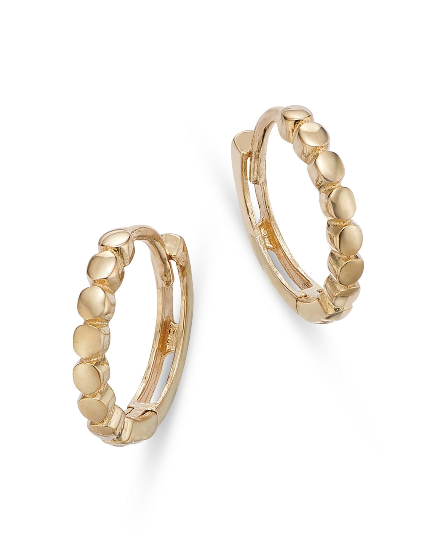 14K Yellow Gold Circle Huggie Hoop Earrings