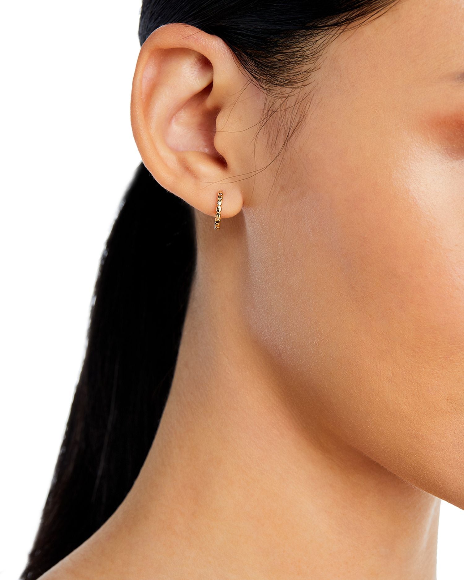 14K Yellow Gold Circle Huggie Hoop Earrings