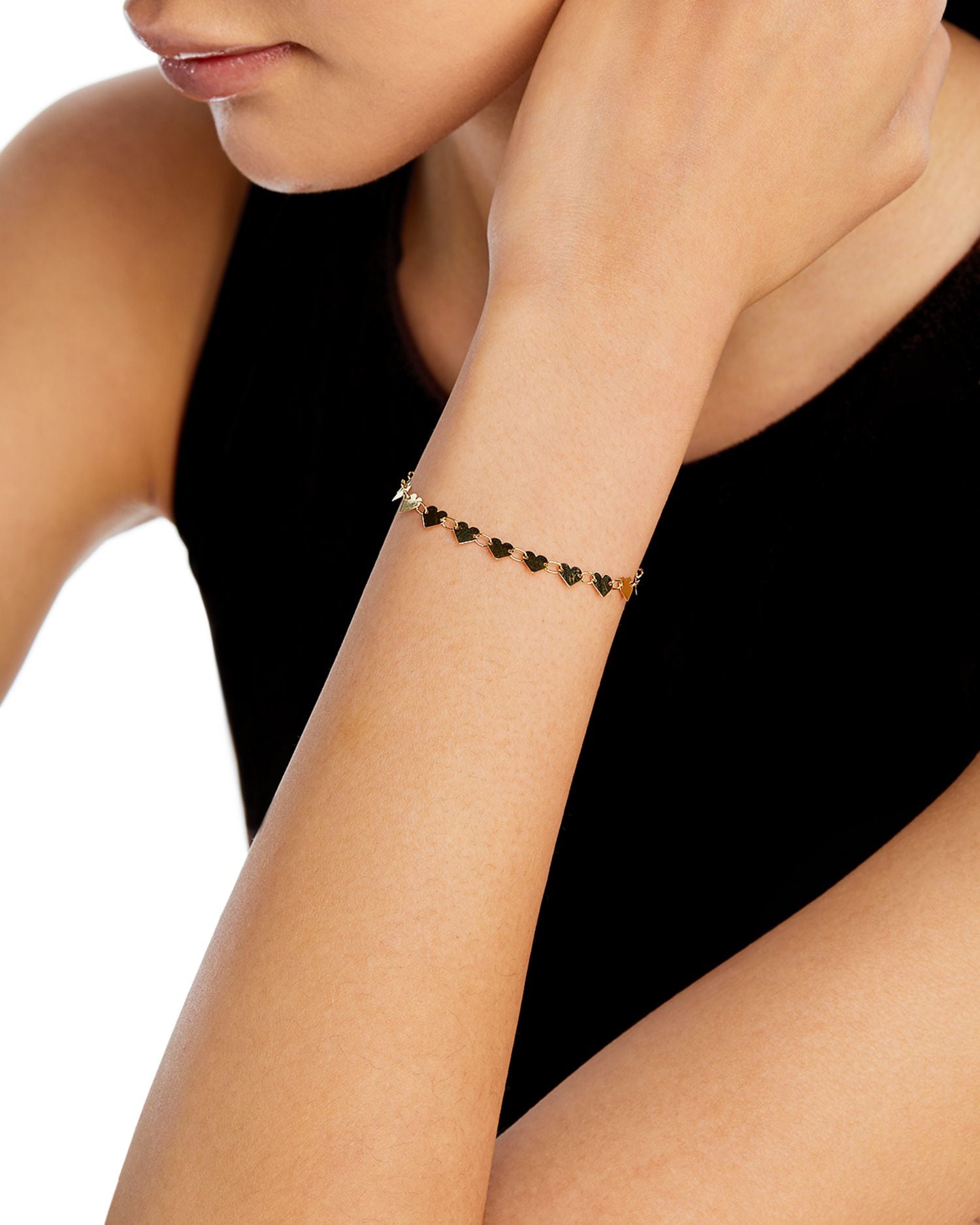 14K Yellow Gold Heart Link Bracelet