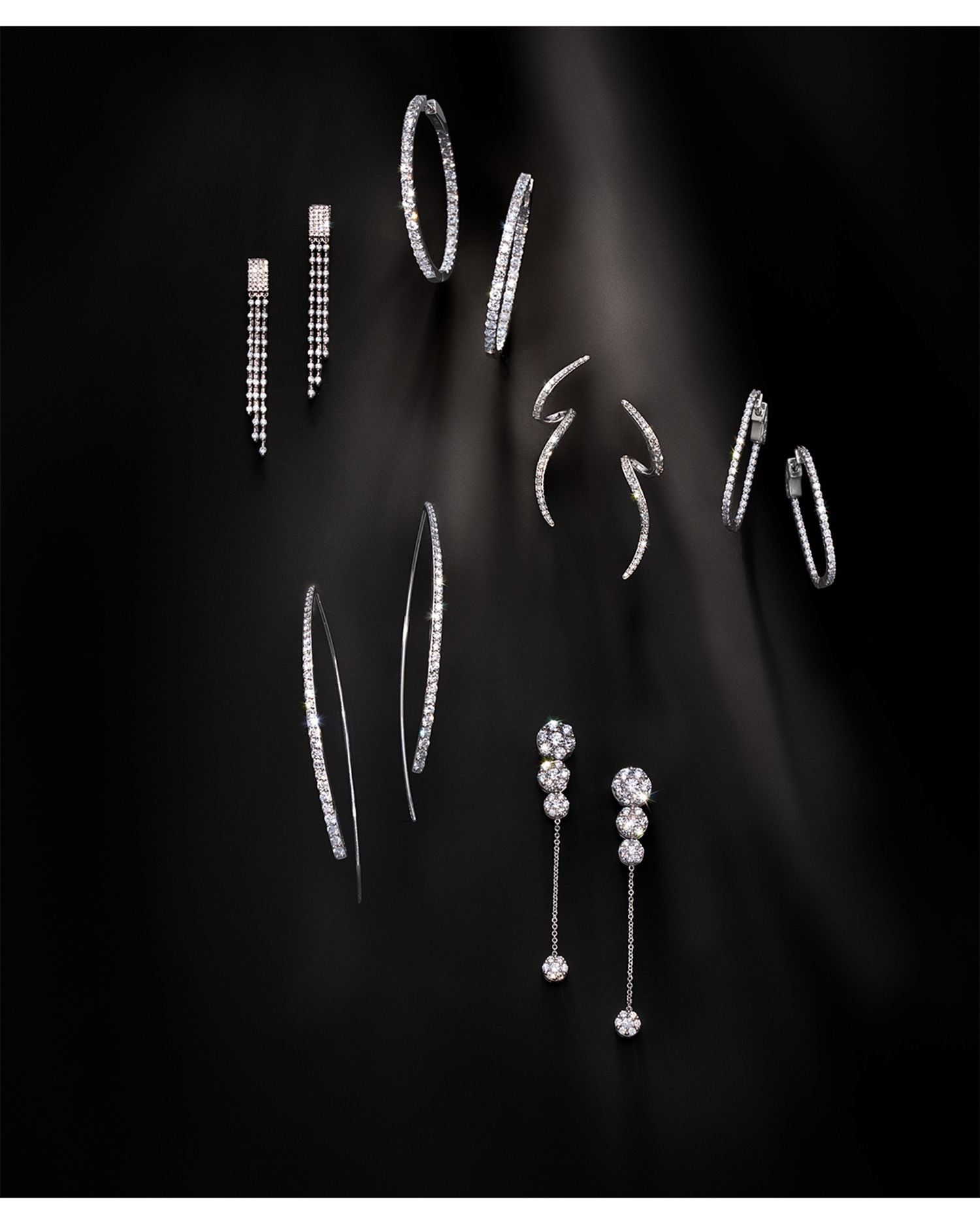 Diamond Cluster Drop/ Linear Earrings, 2.0 ct. t.w., in 14K White Gold - Exclusive