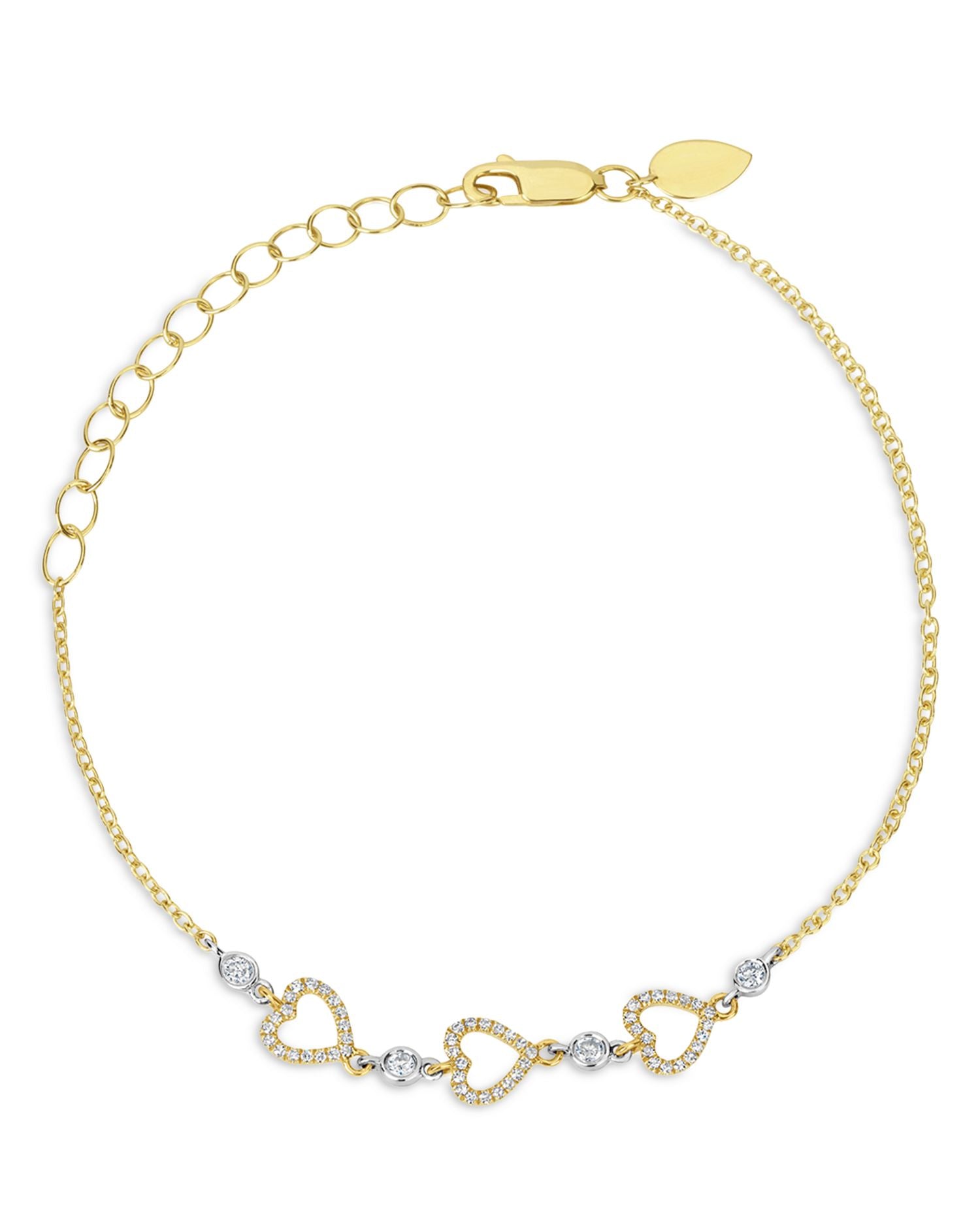 Two Tone Gold Diamond (0.21 ct. t.w.) Hearts Bracelet