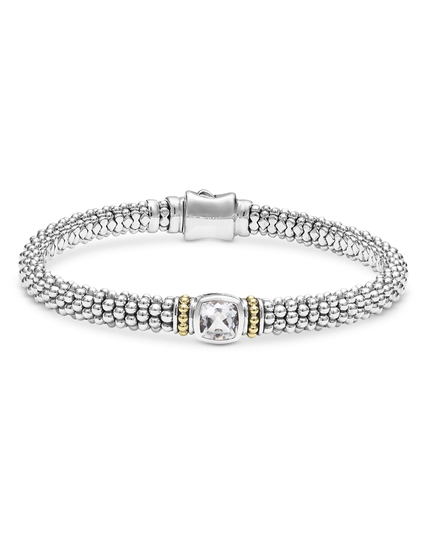 White Topaz Caviar Color Bracelet, 6mm
