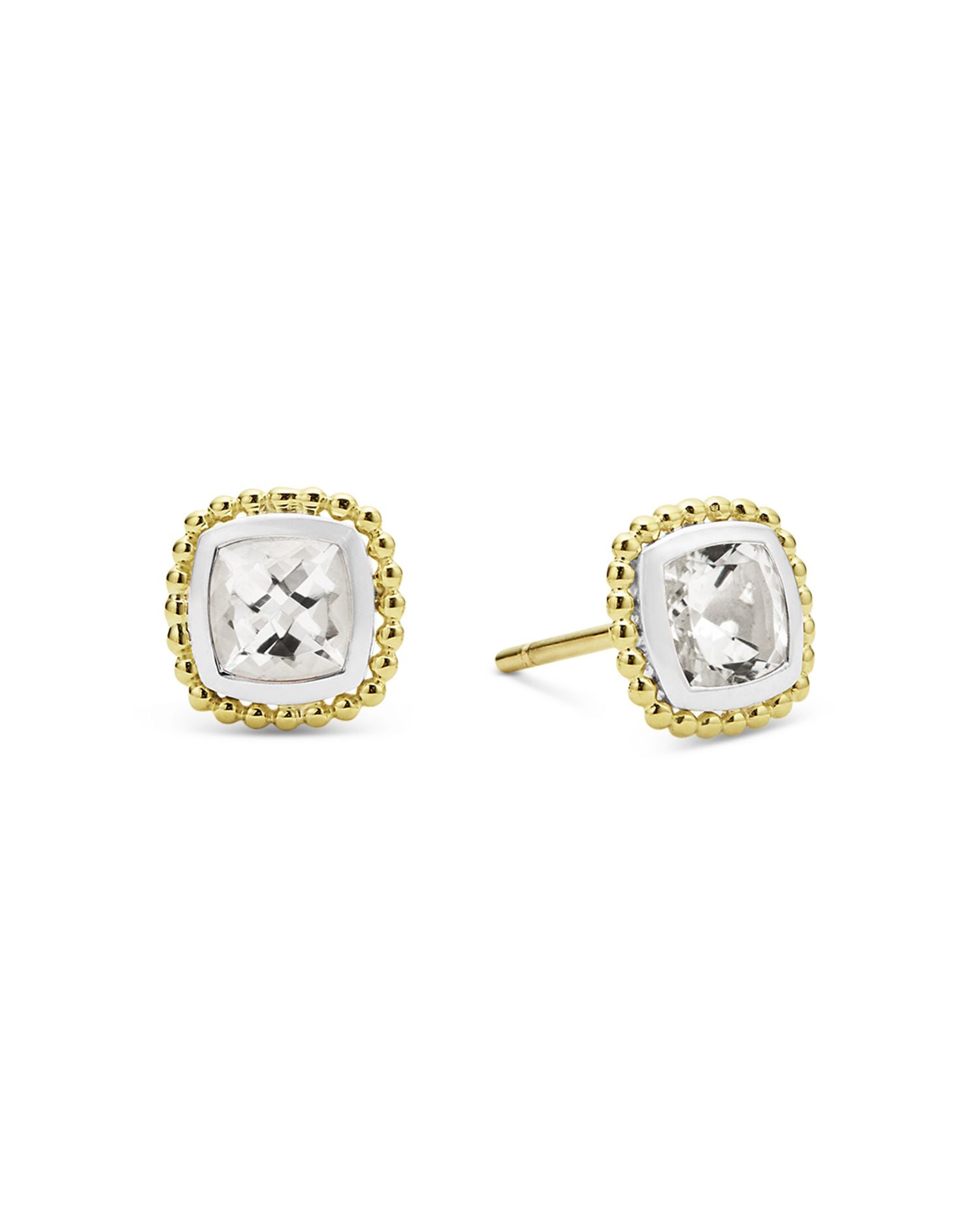 18K Yellow Gold & Sterling Silver Rittenhouse White Topaz Stud Earrings
